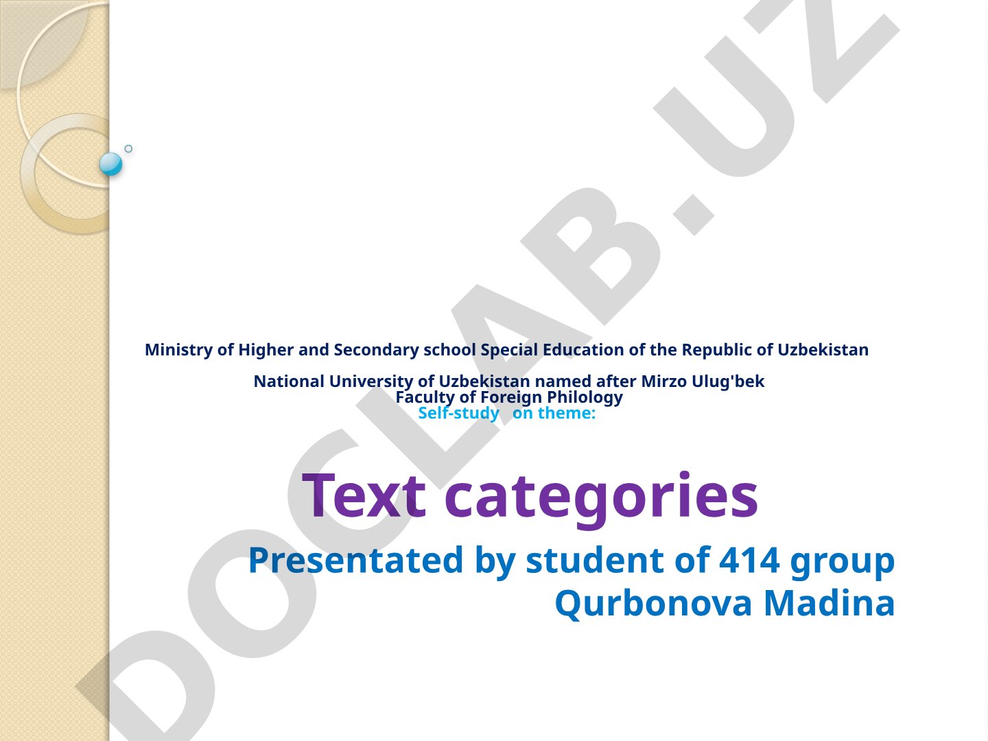 Text and its main categories