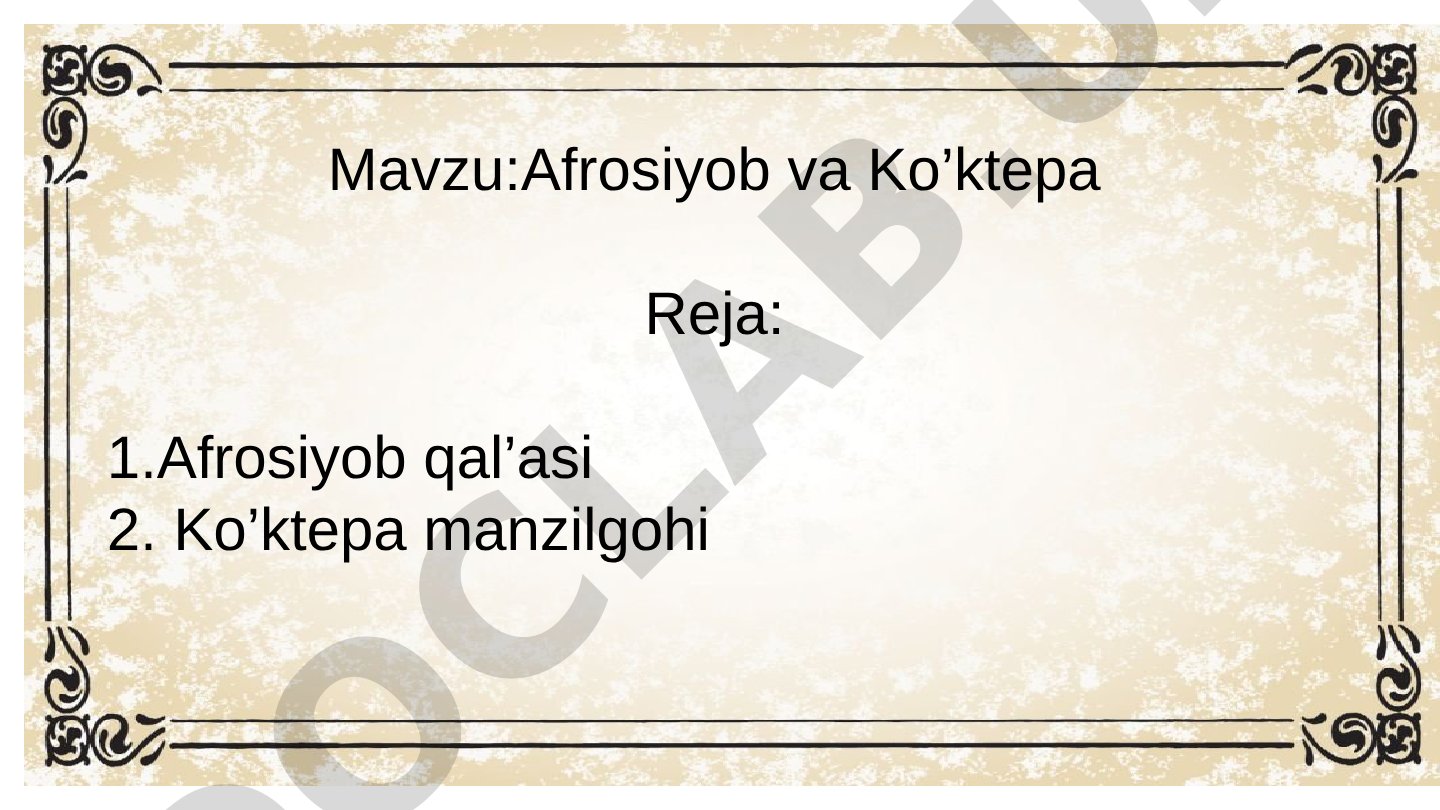 Afrosiyob qal'asi va Ko'ktepa manzilgohi haqida slayd taqdimoti