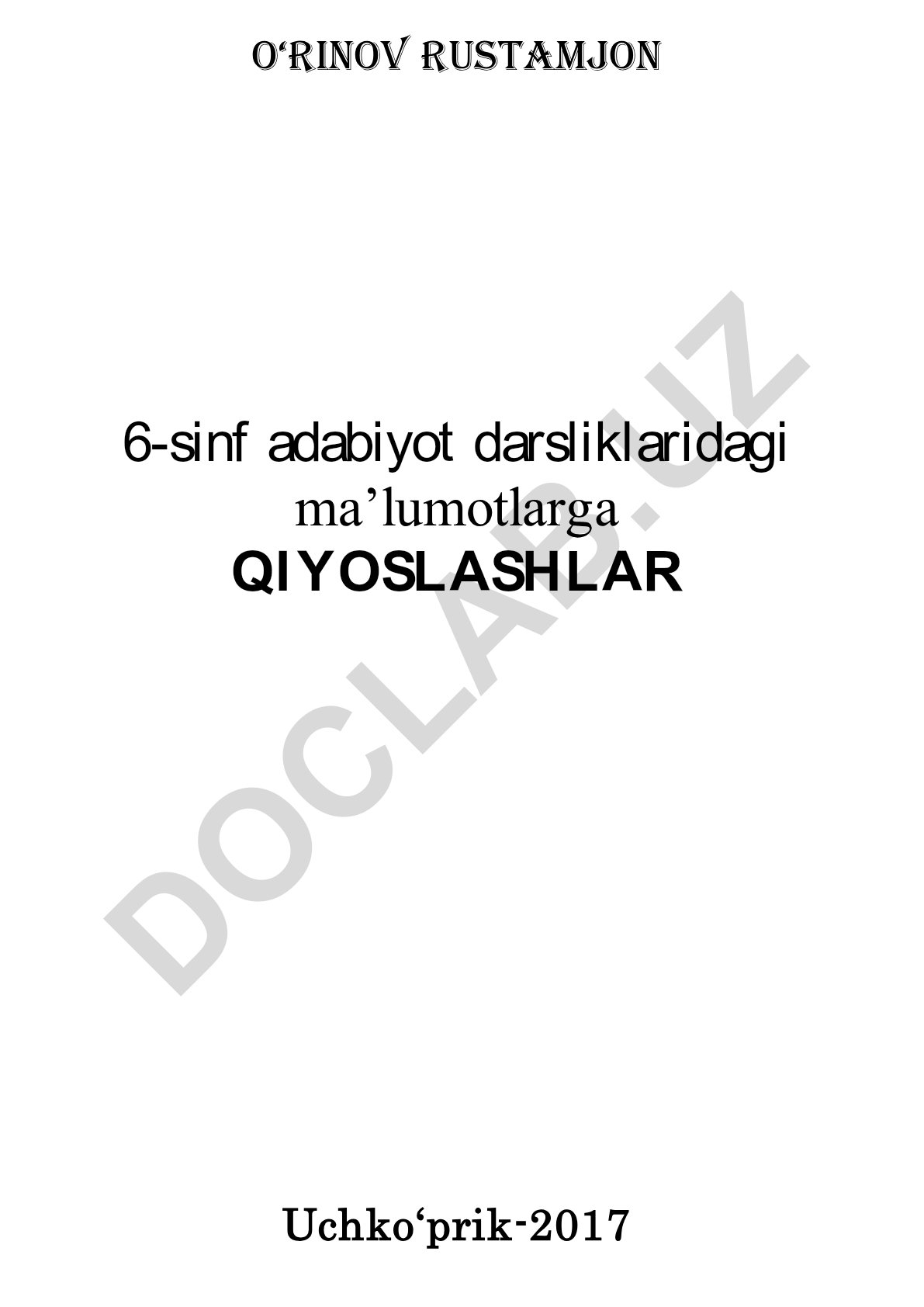 6-sinf adabiyot darsligidagi asarlar qahramonlari qiyoslashlari