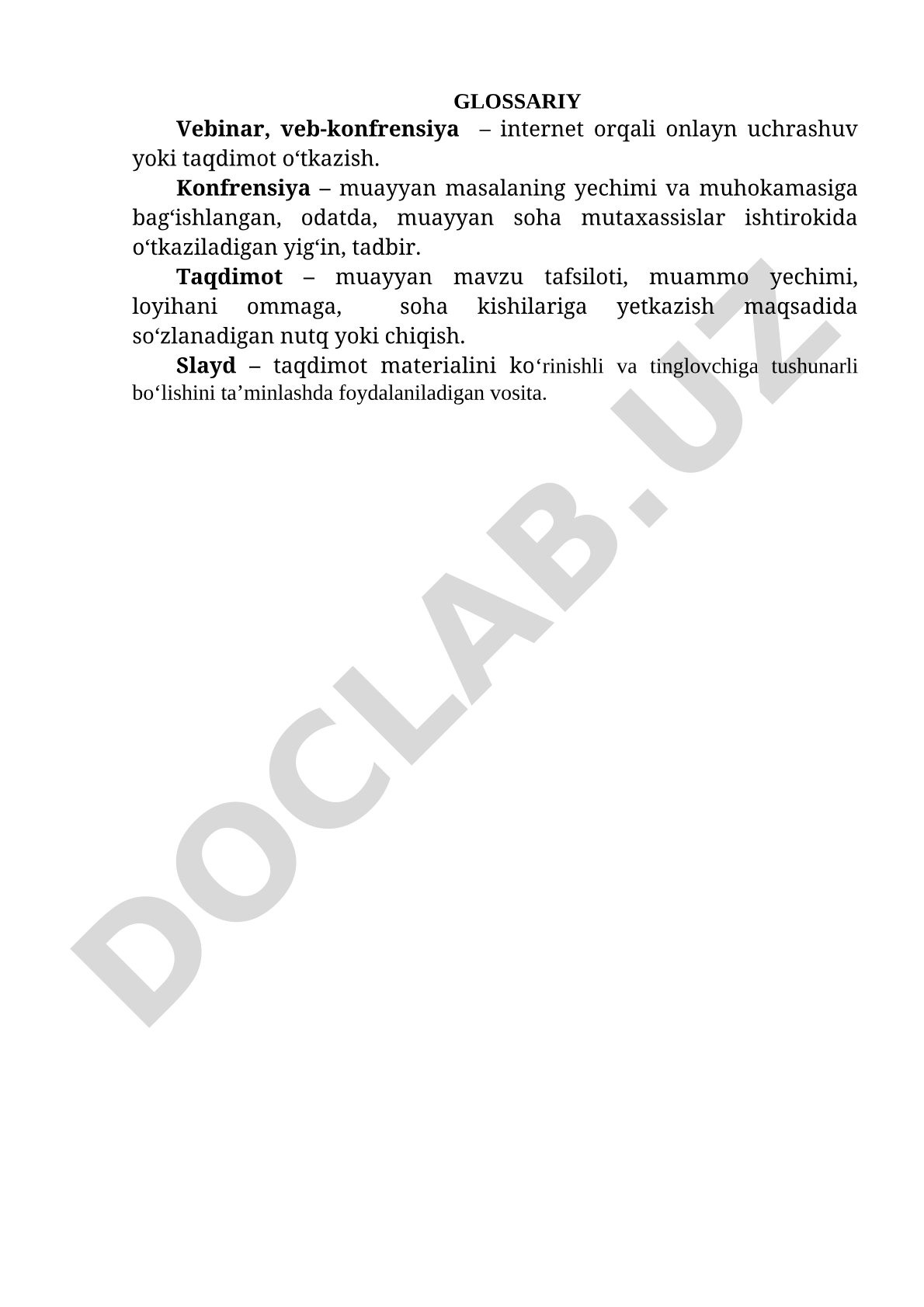 Vebinar va konferensiya atamalari glossariysi