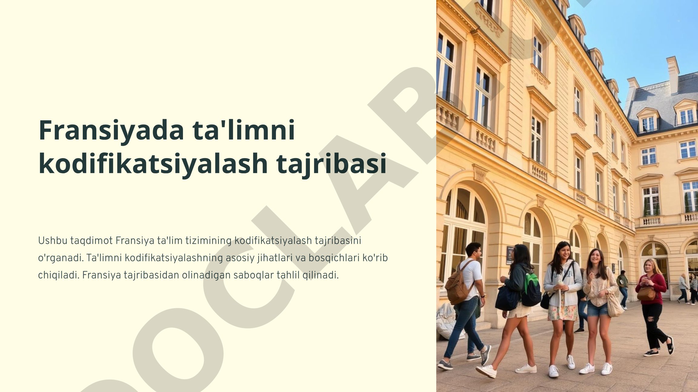 Fransiyada ta'limni kodifikatsiyalash tajribasi