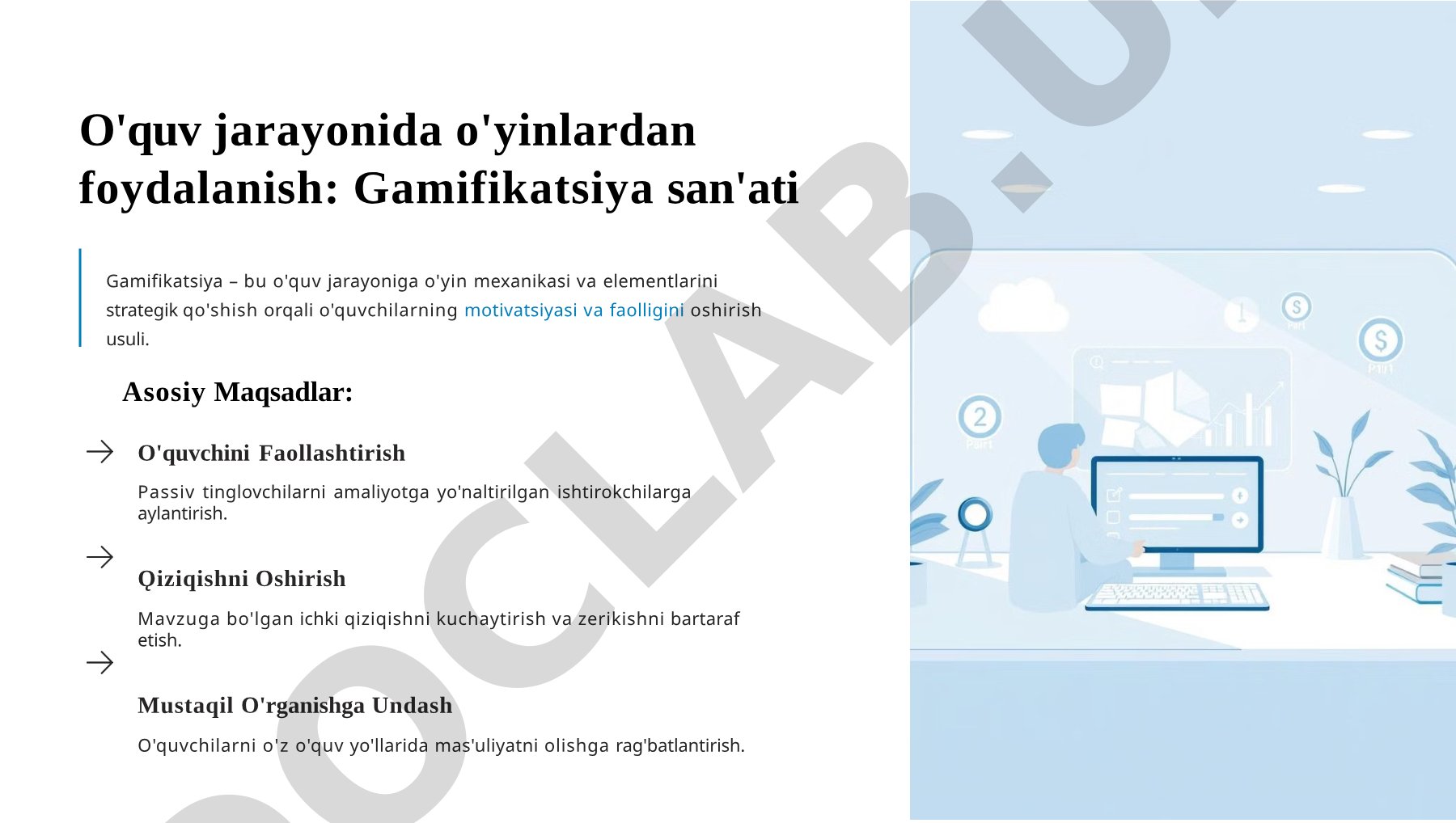 O'quv jarayonida o'yinlardan foydalanish: Gamifikatsiya san'ati