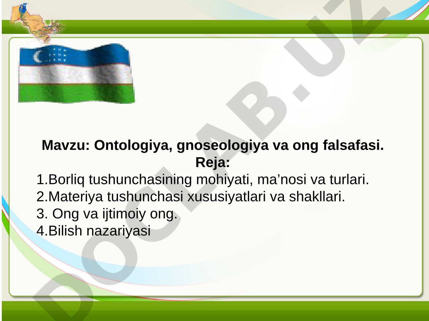 Ontologiya, gnoseologiya va ong falsafasi