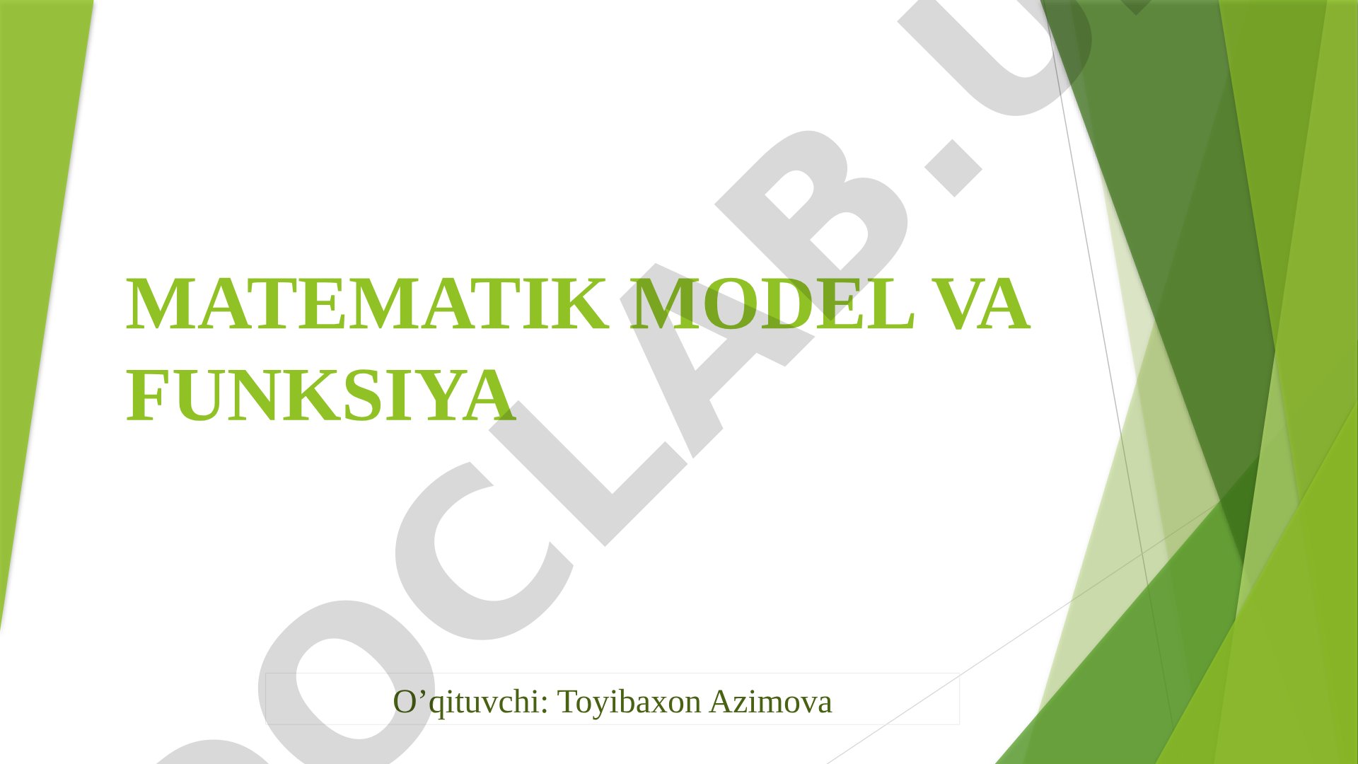 Matematik model va funksiya