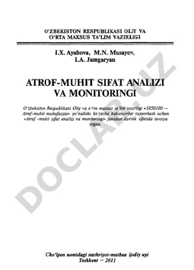 Atrof-muhit sifat analizi va monitoringi