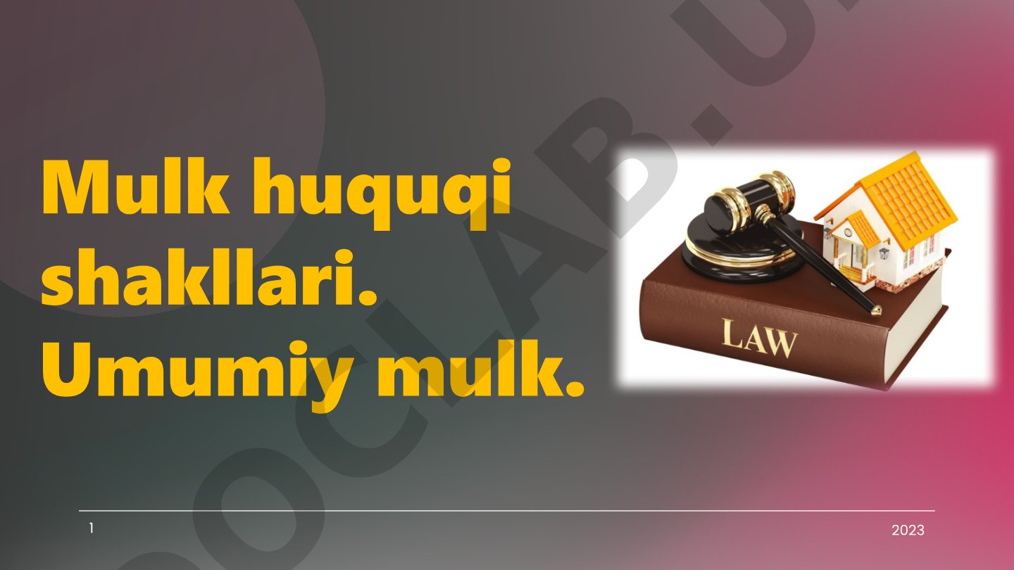 Mulk huquqi shakllari. Umumiy mulk.
