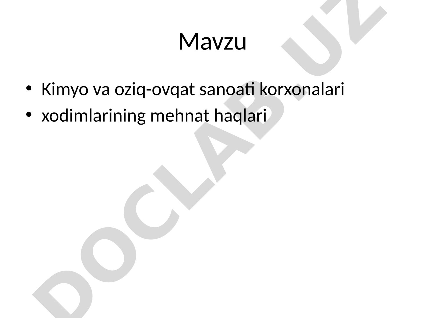 Kimyo va oziq-ovqat sanoati korxonalari xodimlarining mehnat haqlari