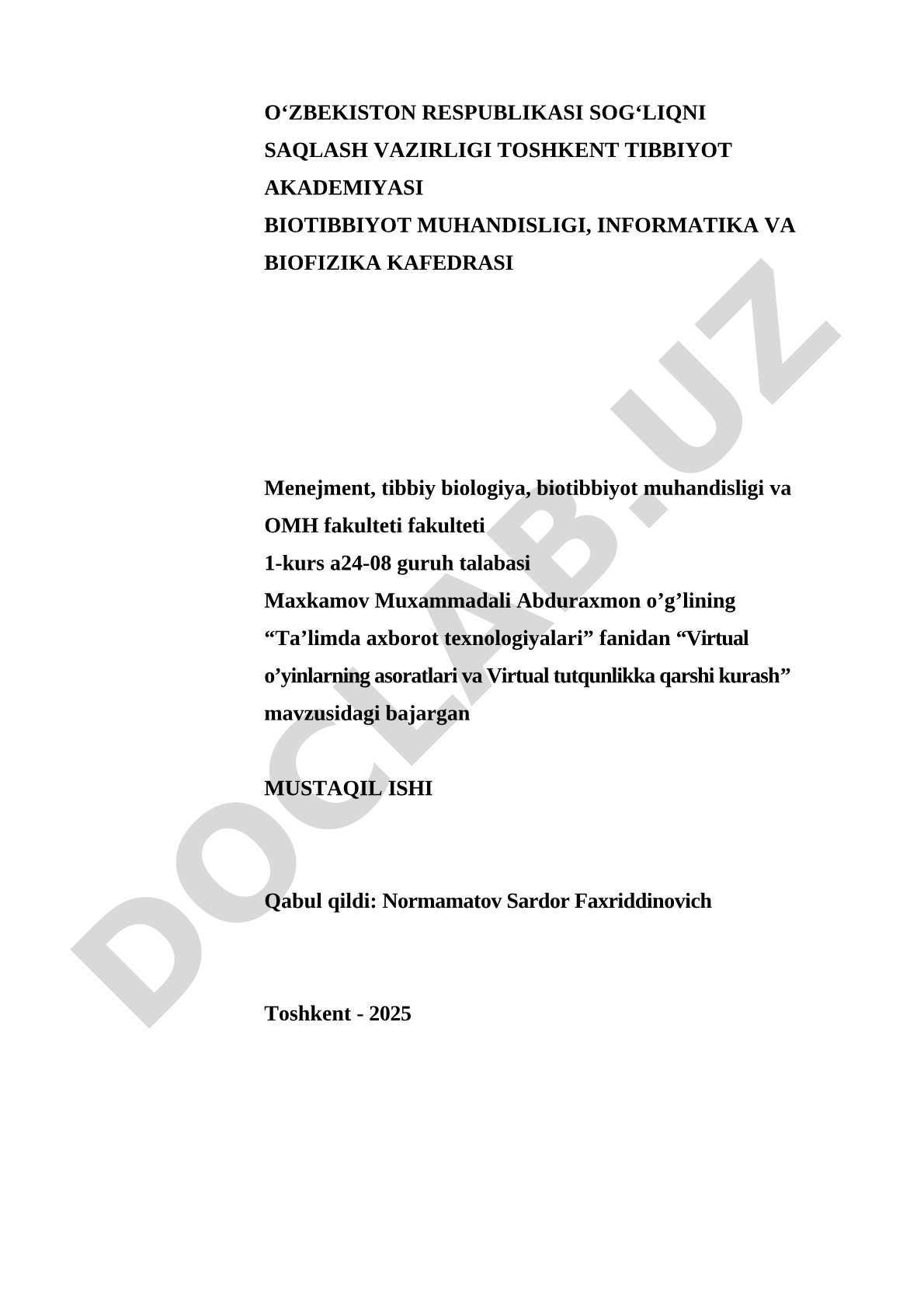 Virtual o’yinlarning asoratlari va Virtual tutqunlikka qarshi kurash