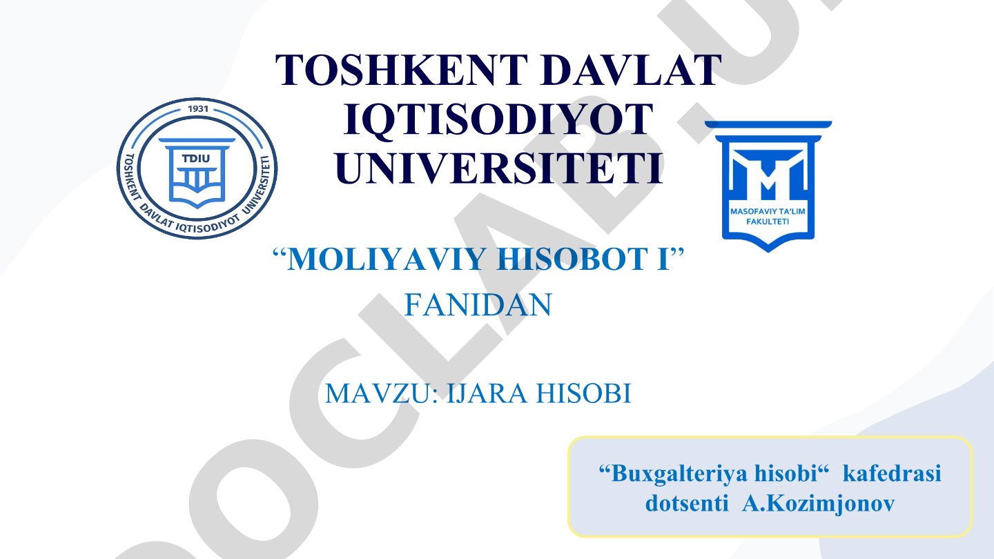 16-son MHXS bo'yicha ijara hisobi: maqsadi, qo'llash doirasi, ijara beruvchi va oluvchida