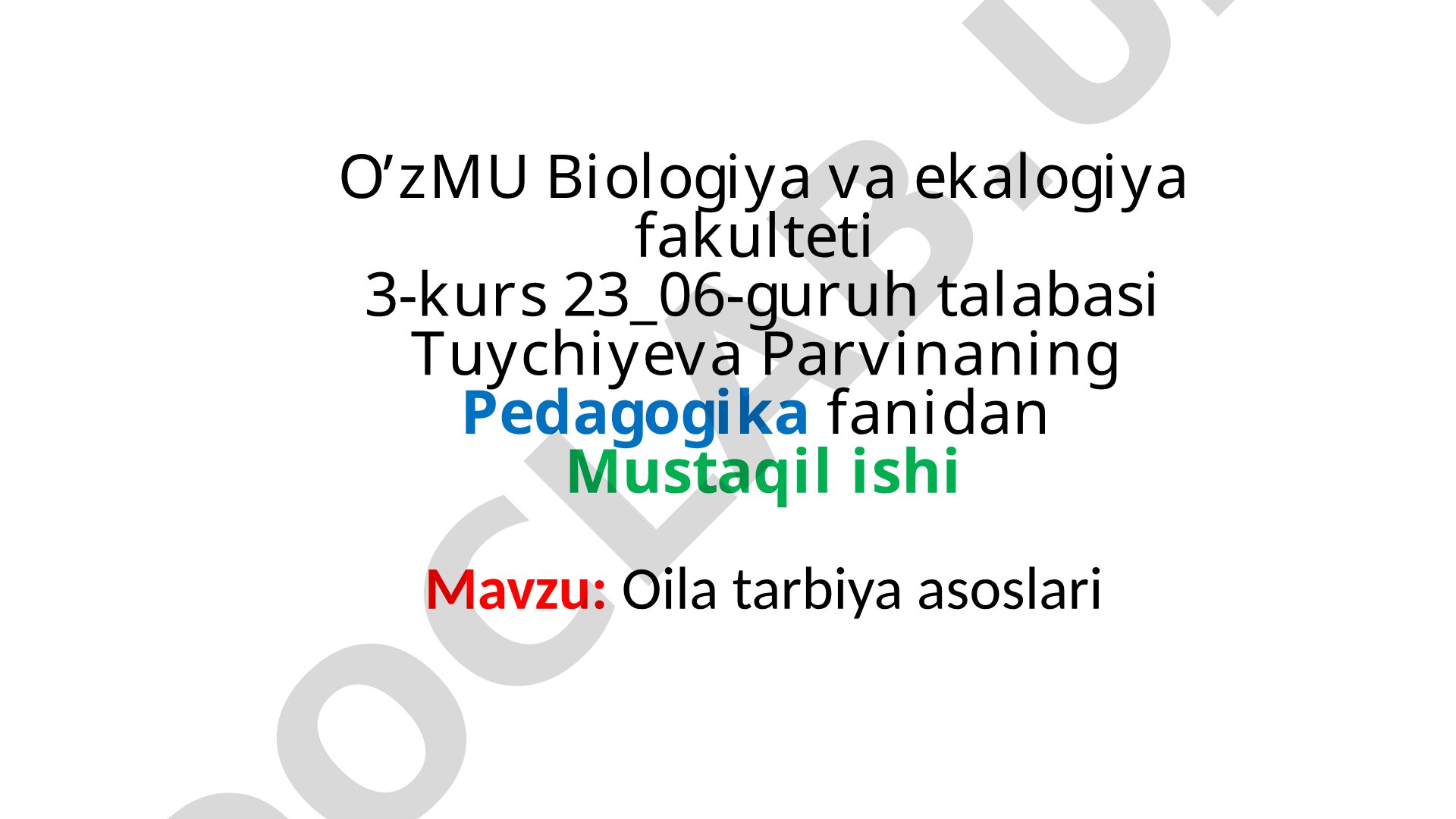 Oila tarbiya asoslari