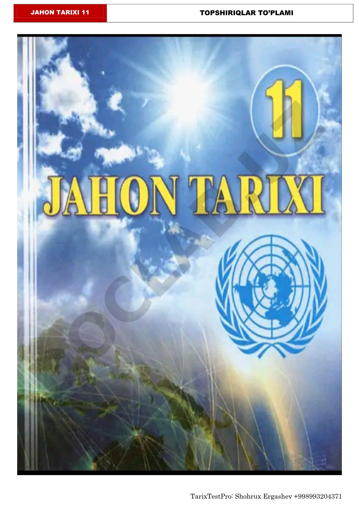 Jahon tarixi 11 topshiriqlar to'plami