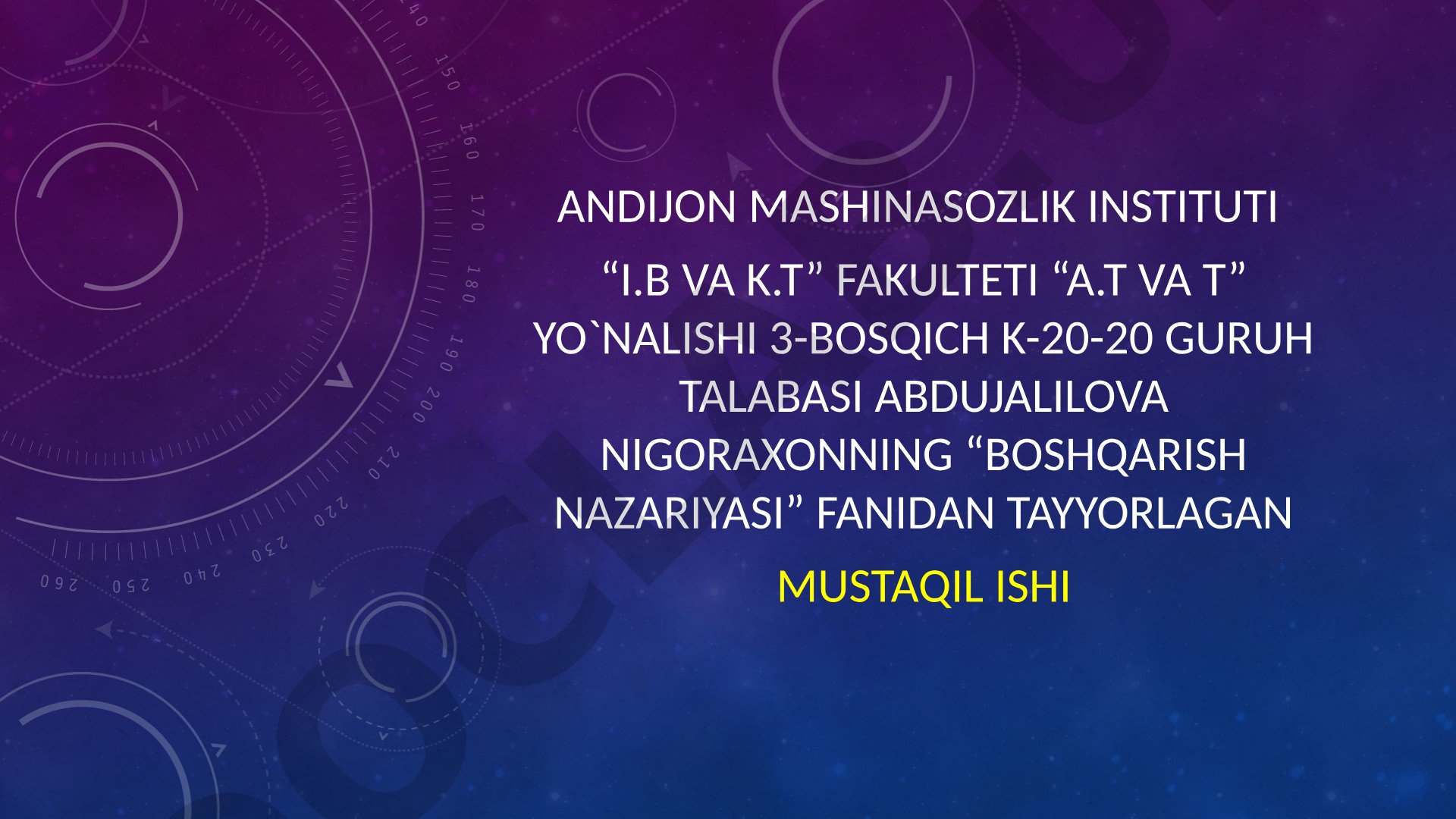 Boshqarish tushunchasi. Inson faoliyatida boshqaruvning o‘rni