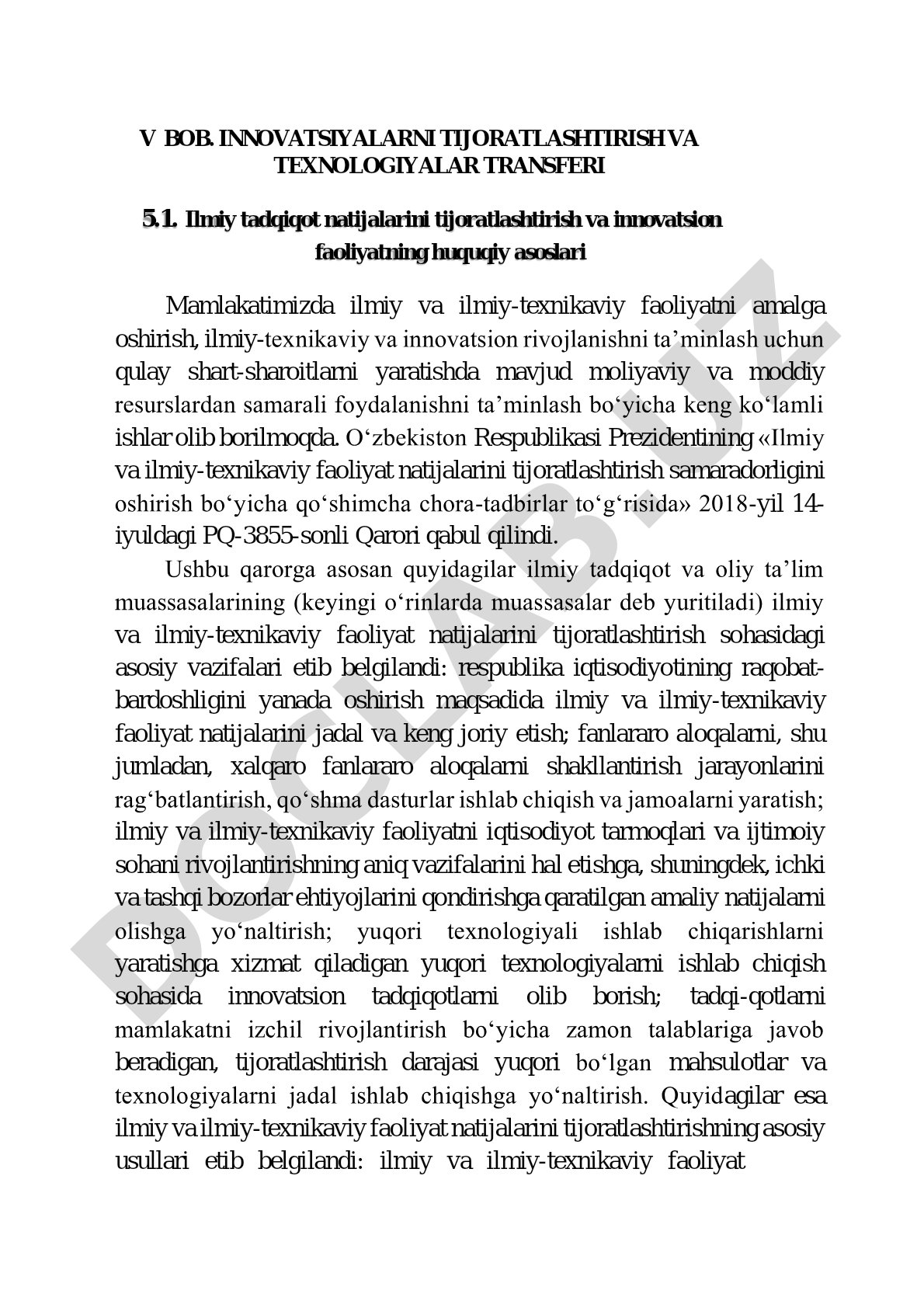 Innovatsiyalarni tijoratlashtirish va texnologiyalar transferi