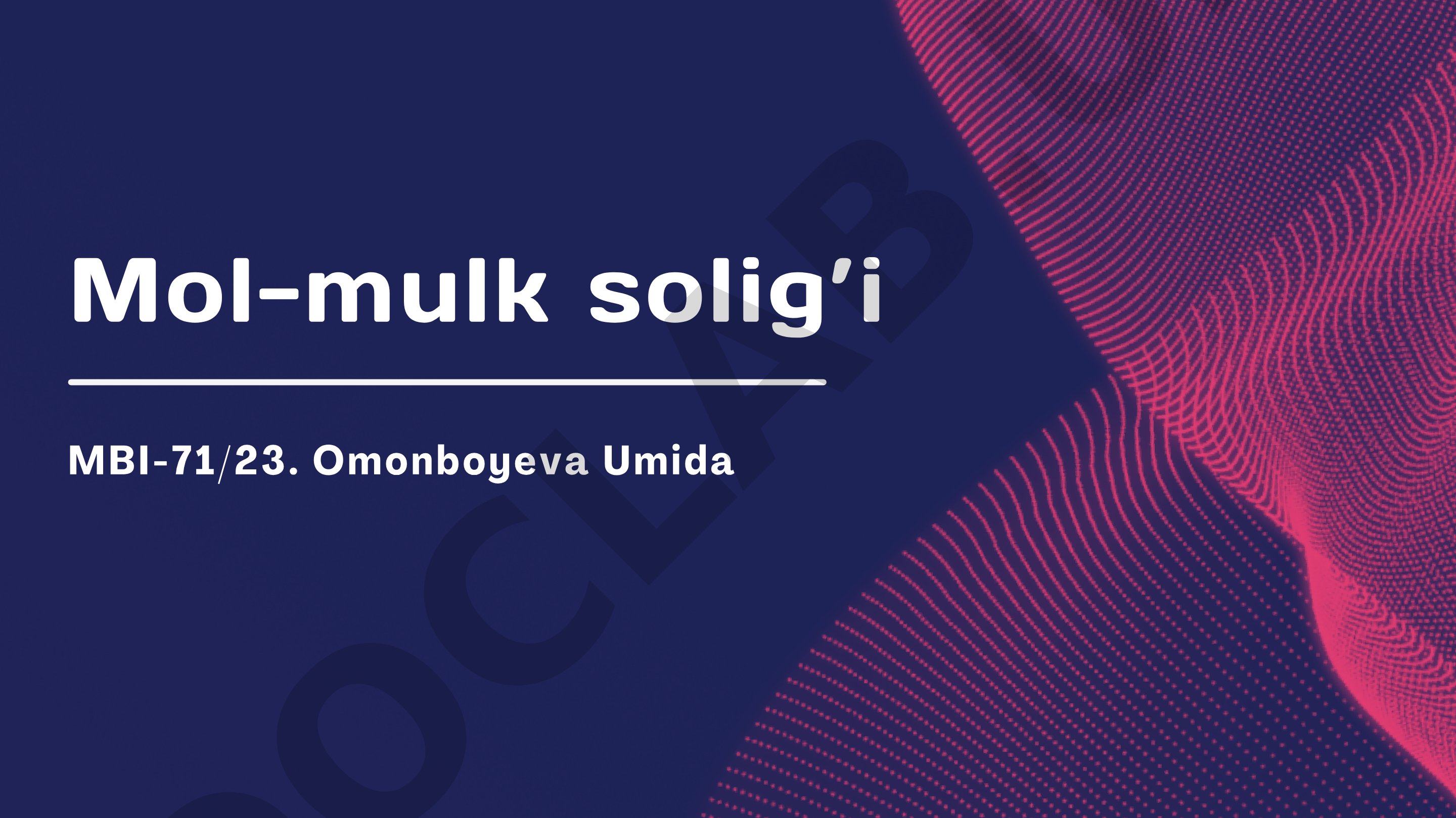 Mol-mulk solig'ining iqtisodiy-huquqiy mohiyati