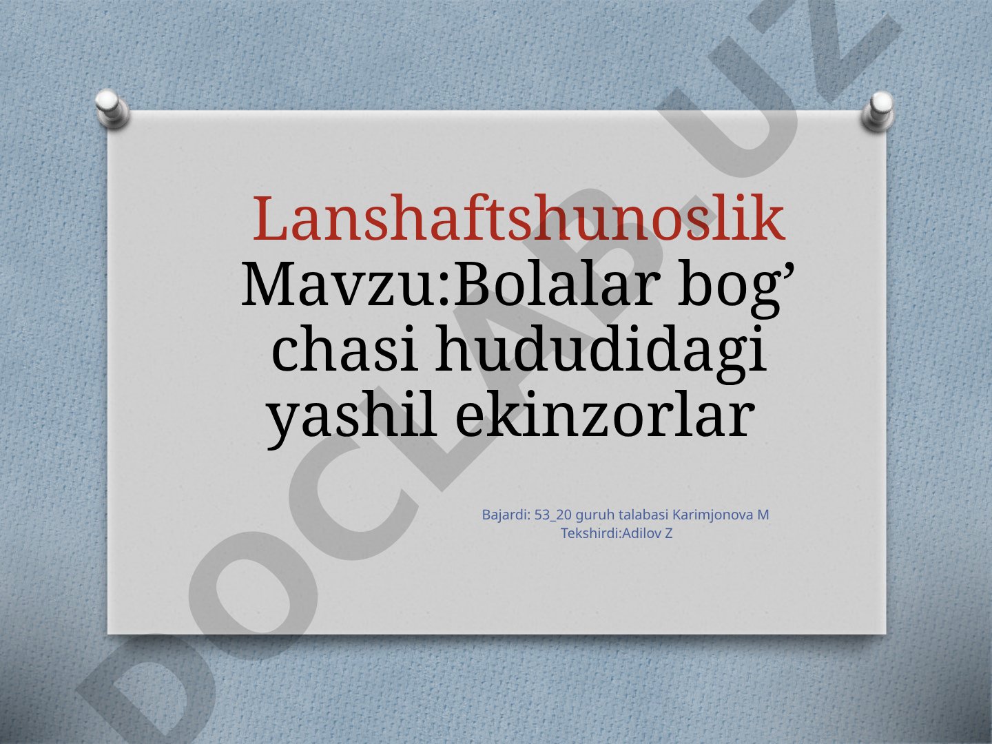 Bolalar bog'chasi hududidagi yashil ekinzorlar