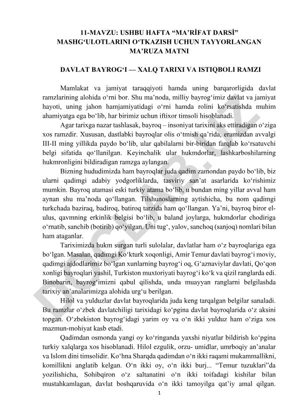 Davlat bayrog'i — xalq tarixi va istiqboli ramzi