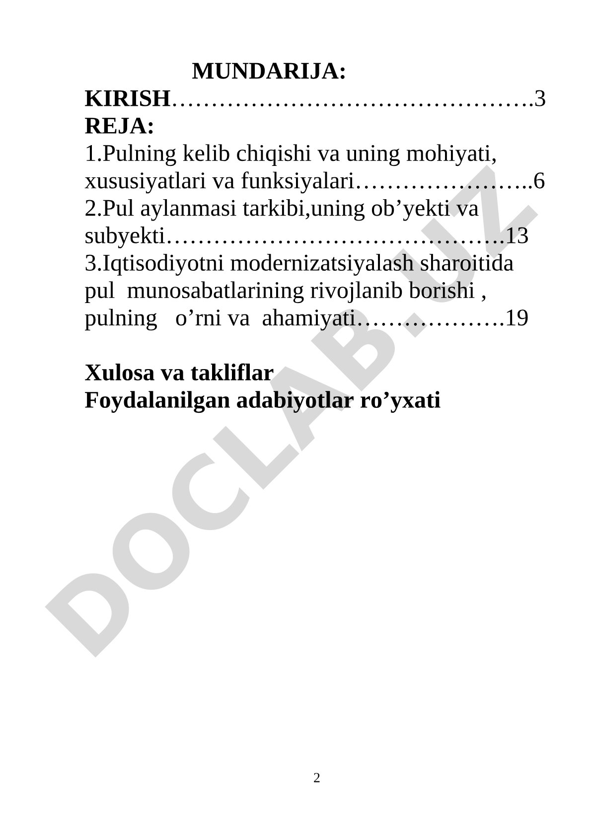 Pulning paydo bo’lishi, pul aylanmasi va uning tarkibi
