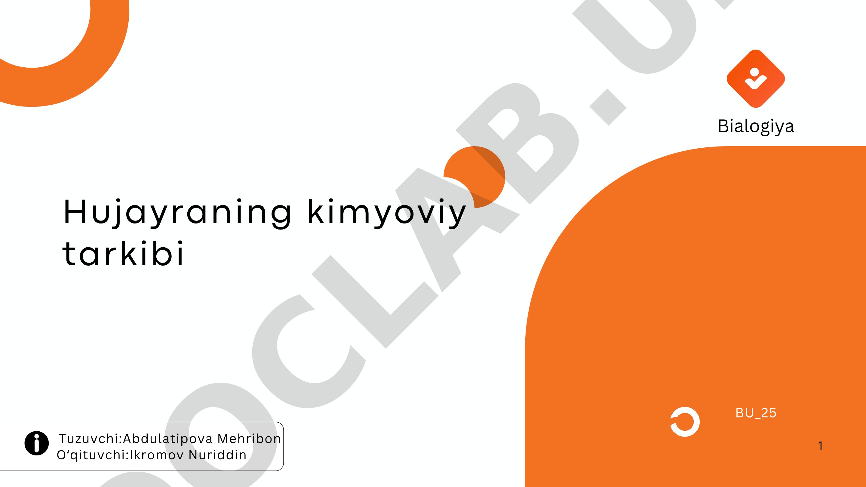 Hujayraning kimyoviy tarkibi