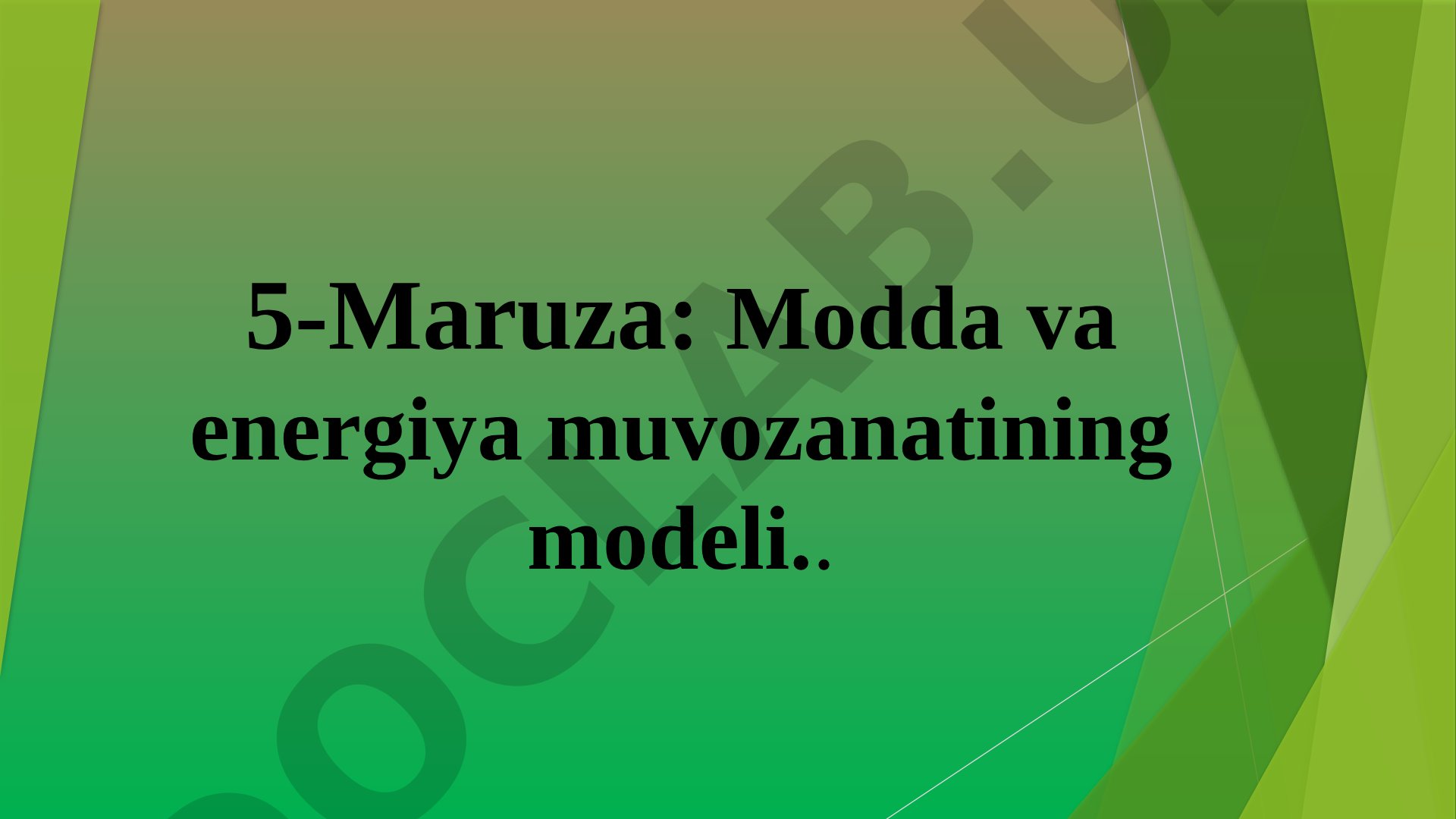Modda va energiya muvozanatining modeli