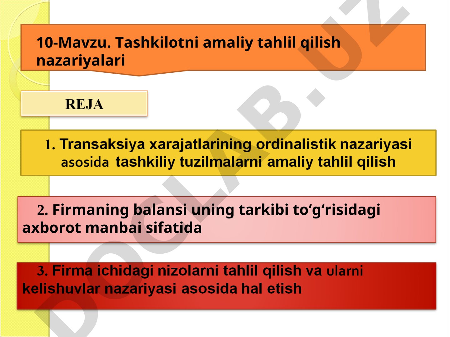 Tashkilotni amaliy tahlil qilish nazariyalari