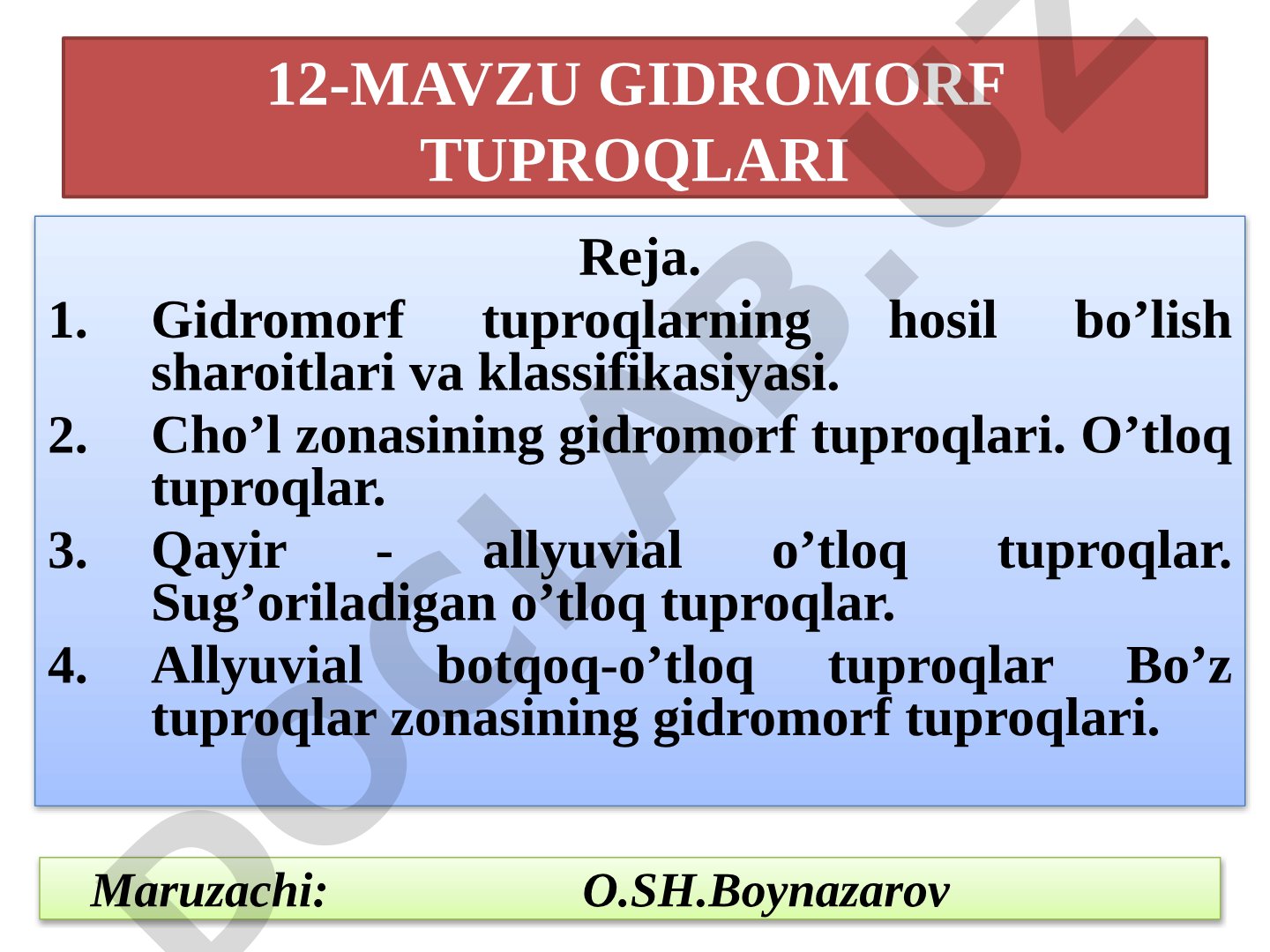 12-MAVZU GIDROMORF TUPROQLARI