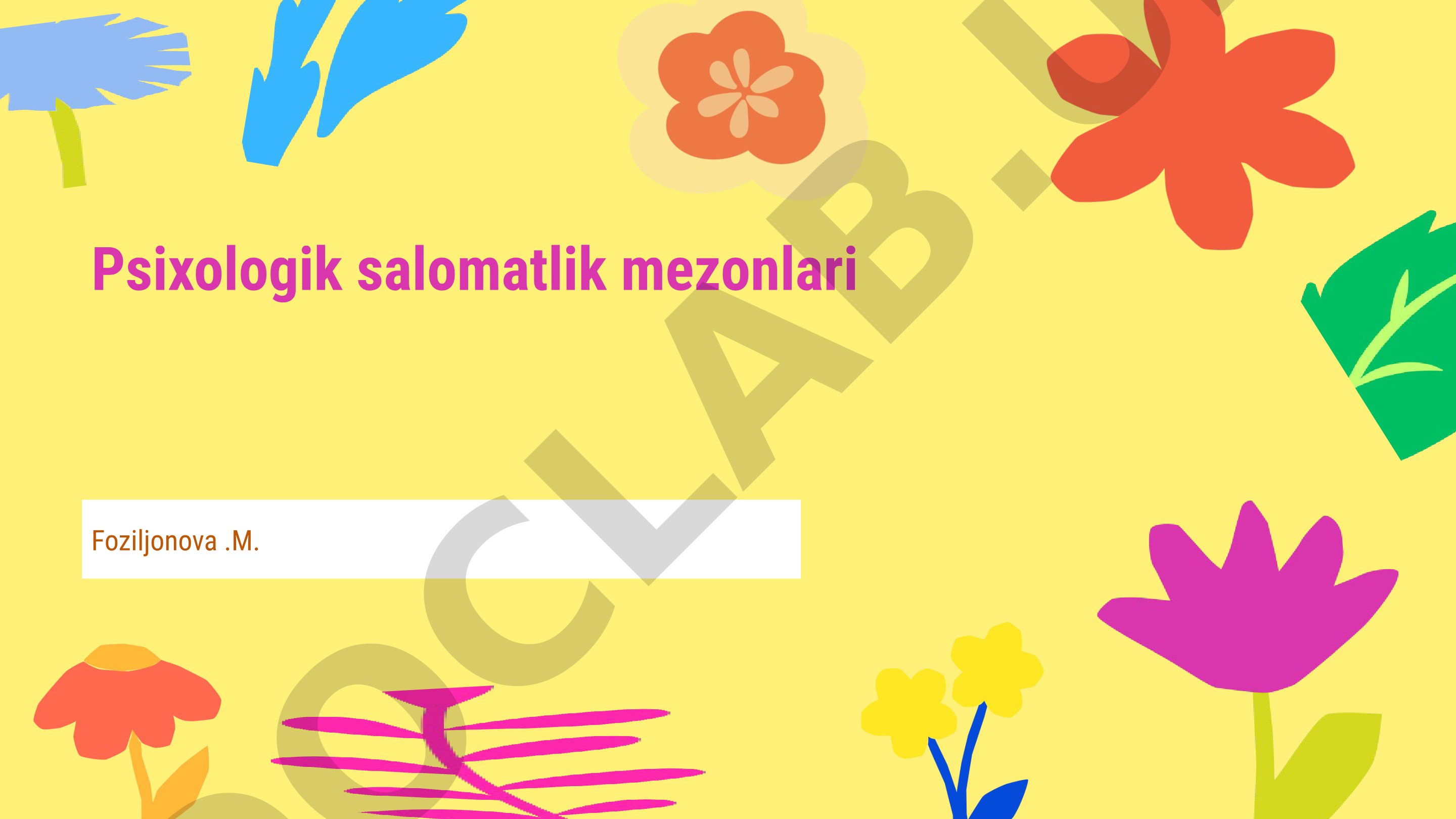 Psixologik salomatlik mezonlari