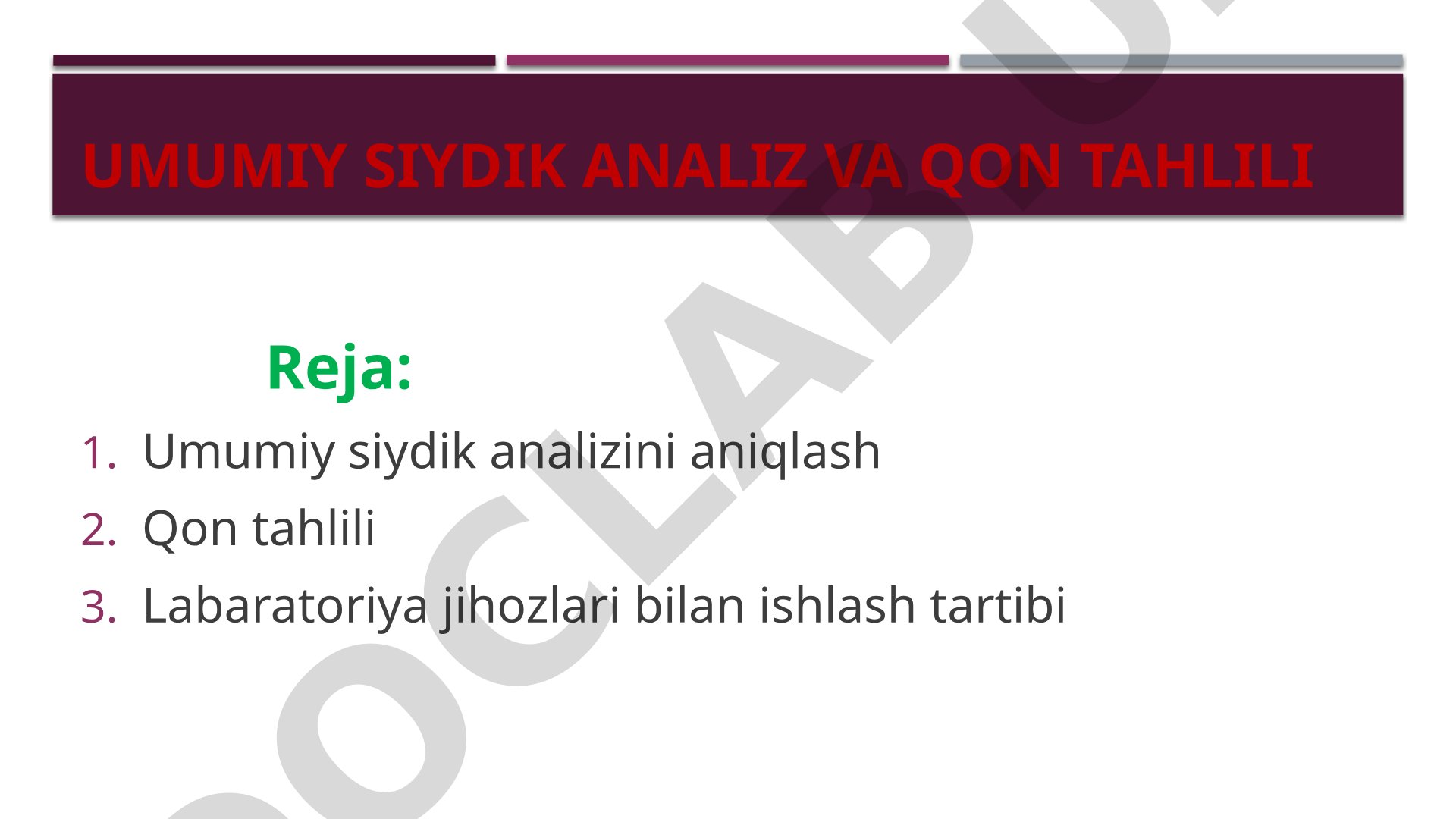 Umumiy siydik analiz va qon tahlili