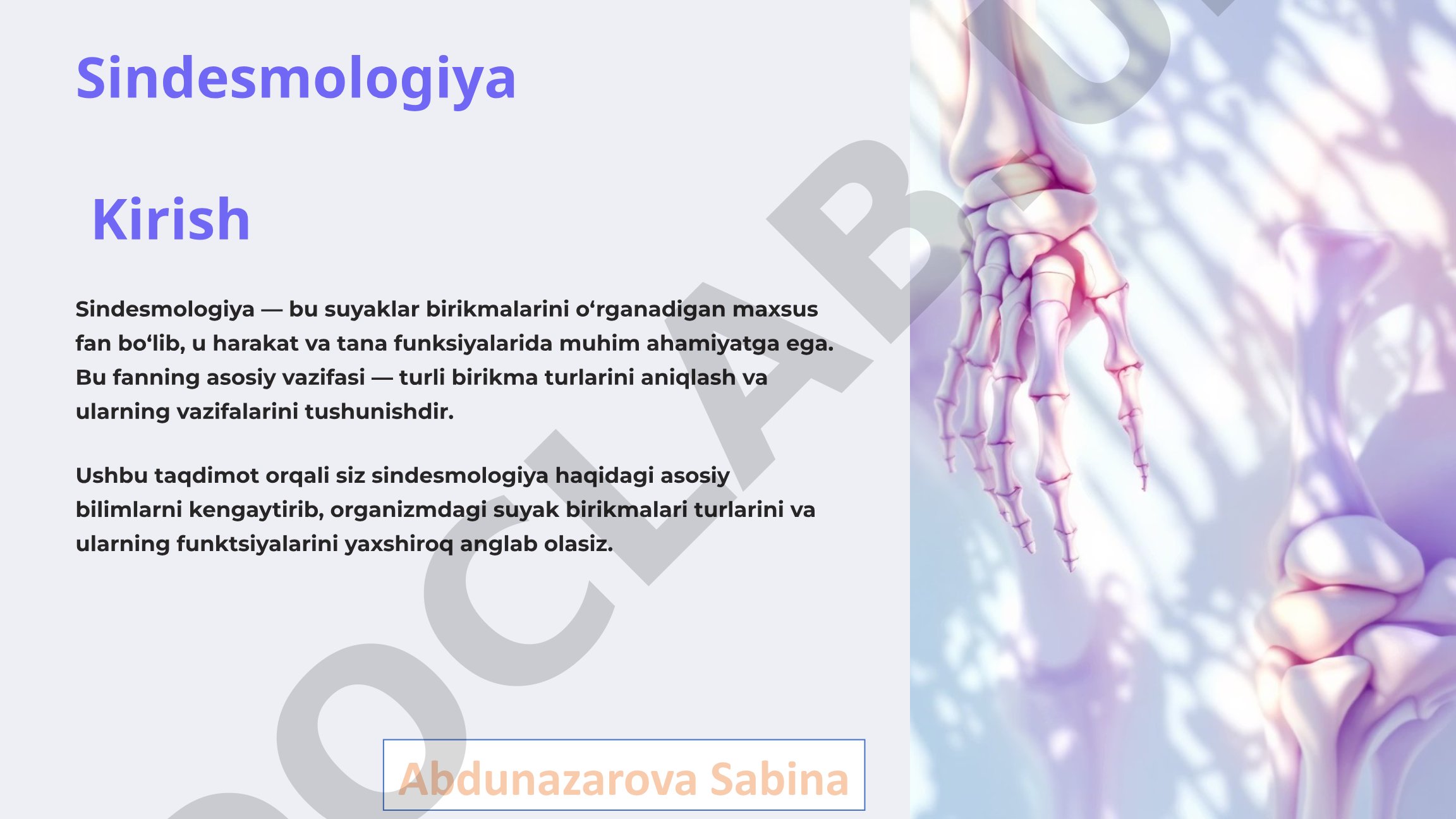 Sindesmologiya suyak birikmalari turlari, sindesmoslar, tikuvlar va membranalar haqida