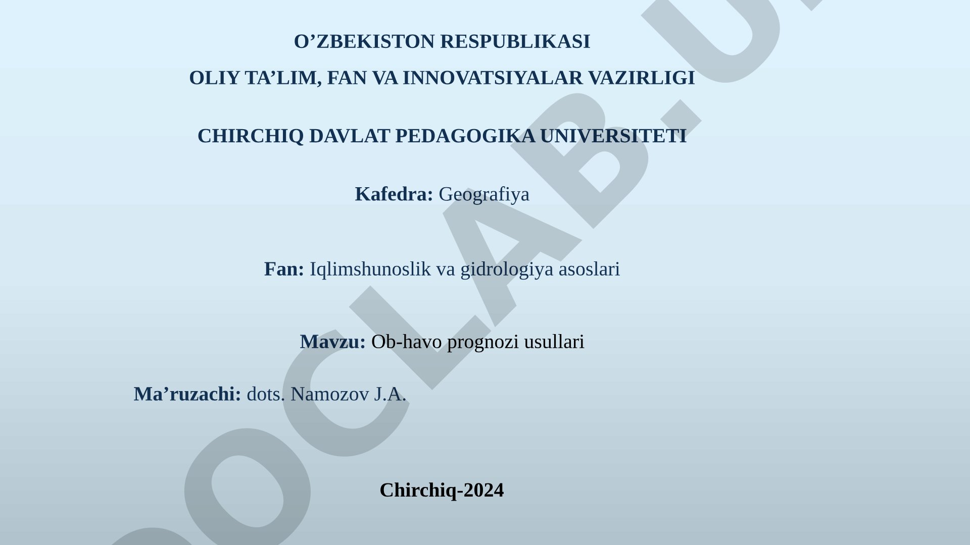 Ob-havo prognozi usullari