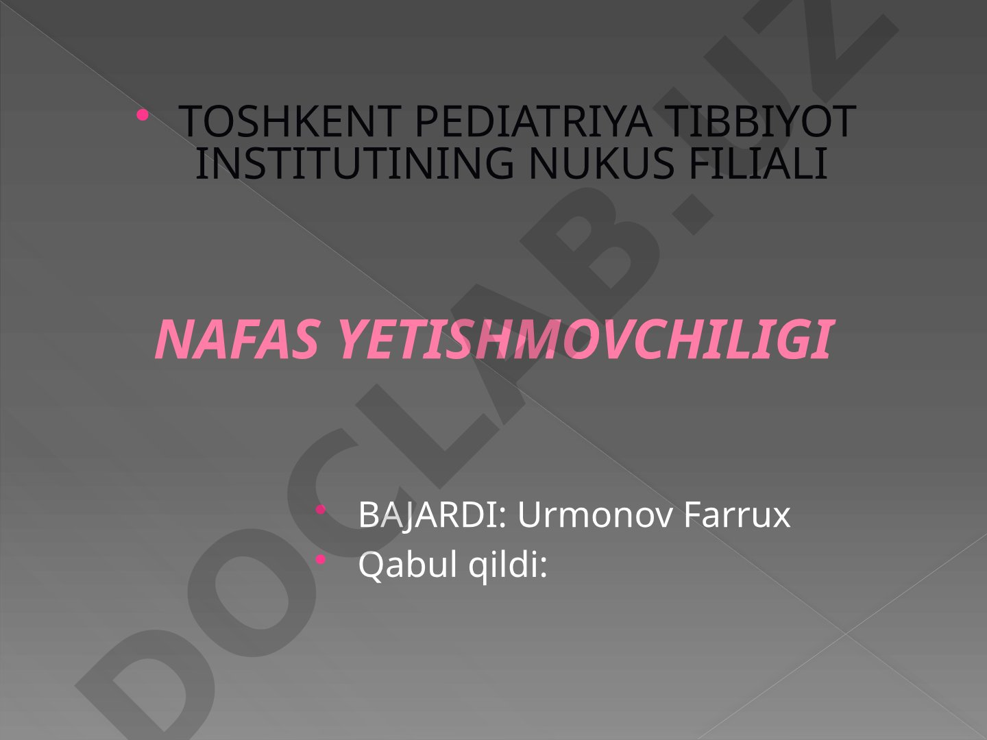 Nafas yetishmovchiligi tushunchasi, sabablari, shakllari va tasnifi