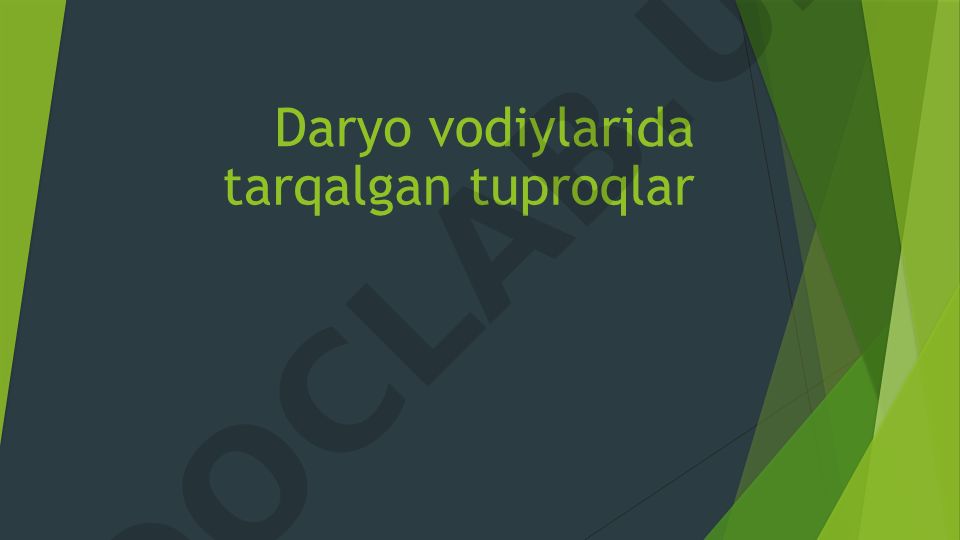 Daryo vodiylarida tarqalgan tuproqlar va botqoqlanish jarayonlari