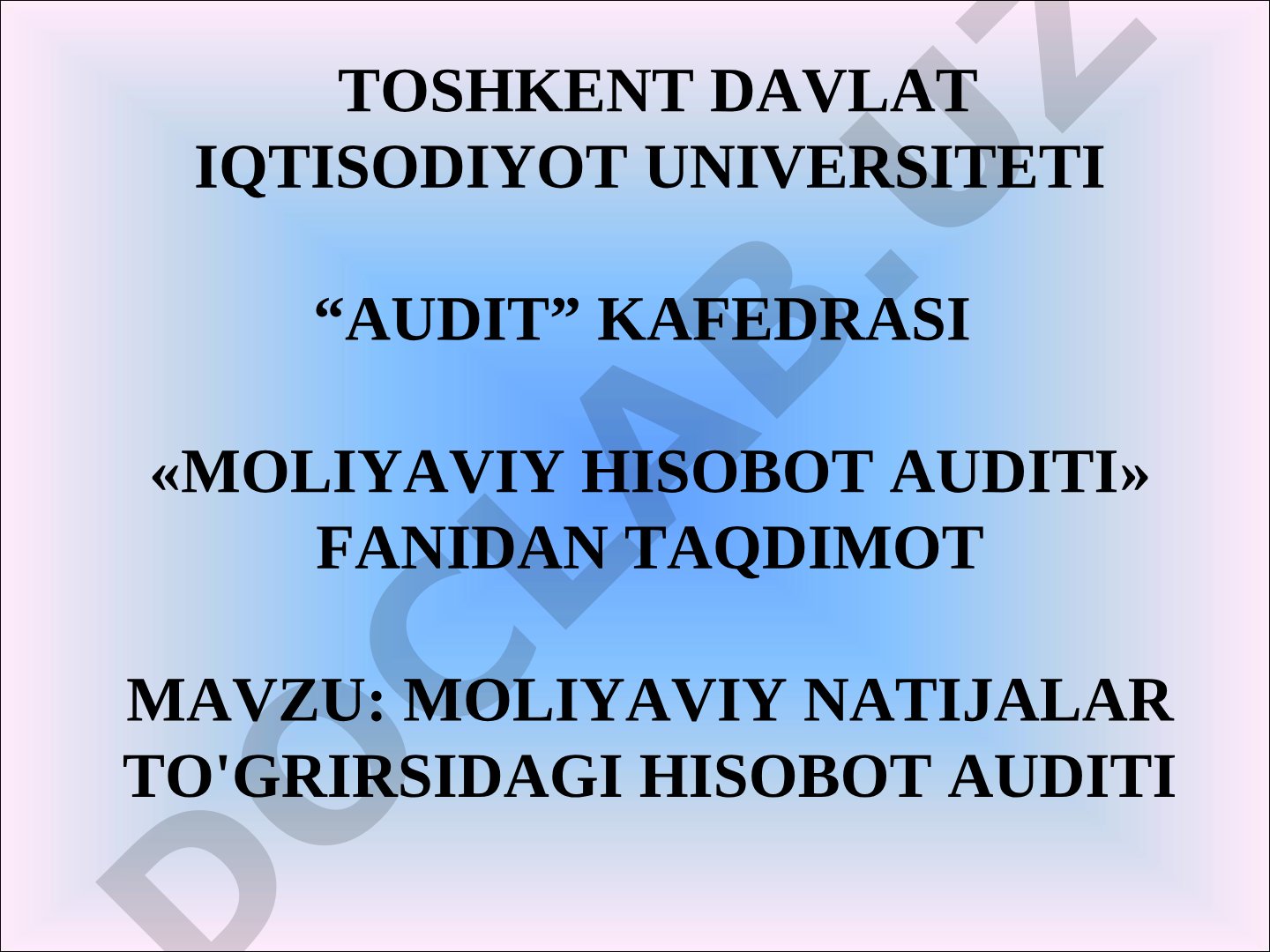 Moliyaviy natijalar to'g'risidagi hisobot auditi