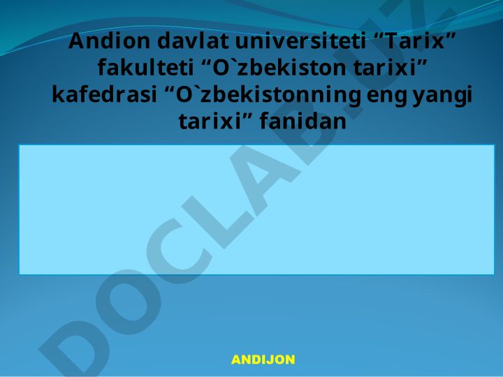 O‘zbekistonning tinchliksevar tashqi siyosati va jahon hamjamiyati bilan aloqalari