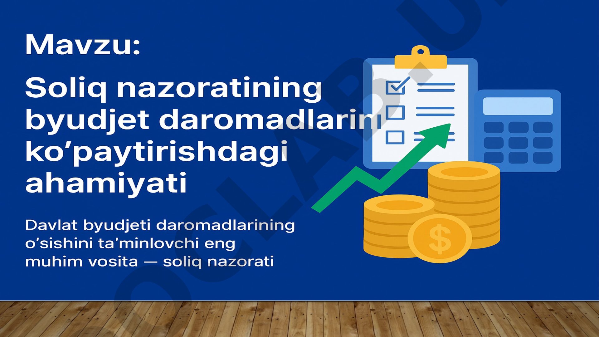 Soliq nazorati tushunchasi, turlari, organlari, vazifalari va ahamiyati yoritilgan