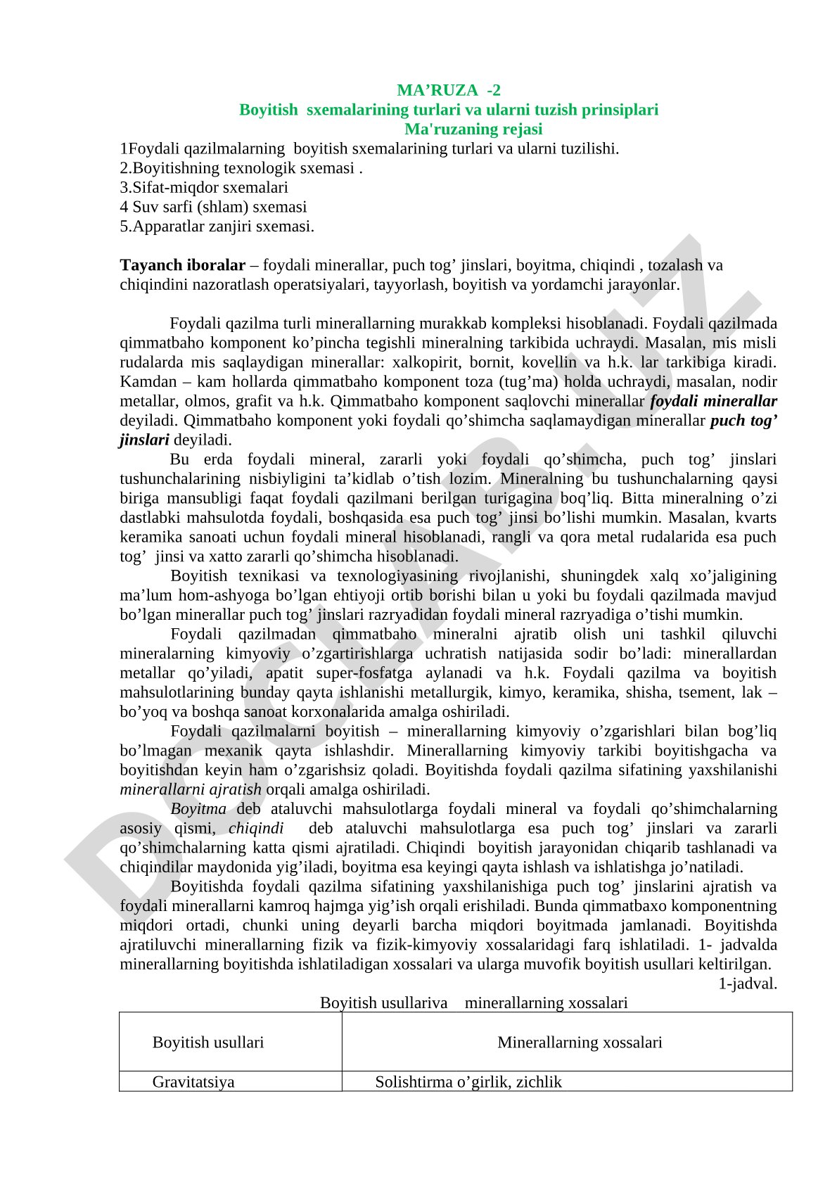 Boyitish sxemalarining turlari va ularni tuzish prinsiplari