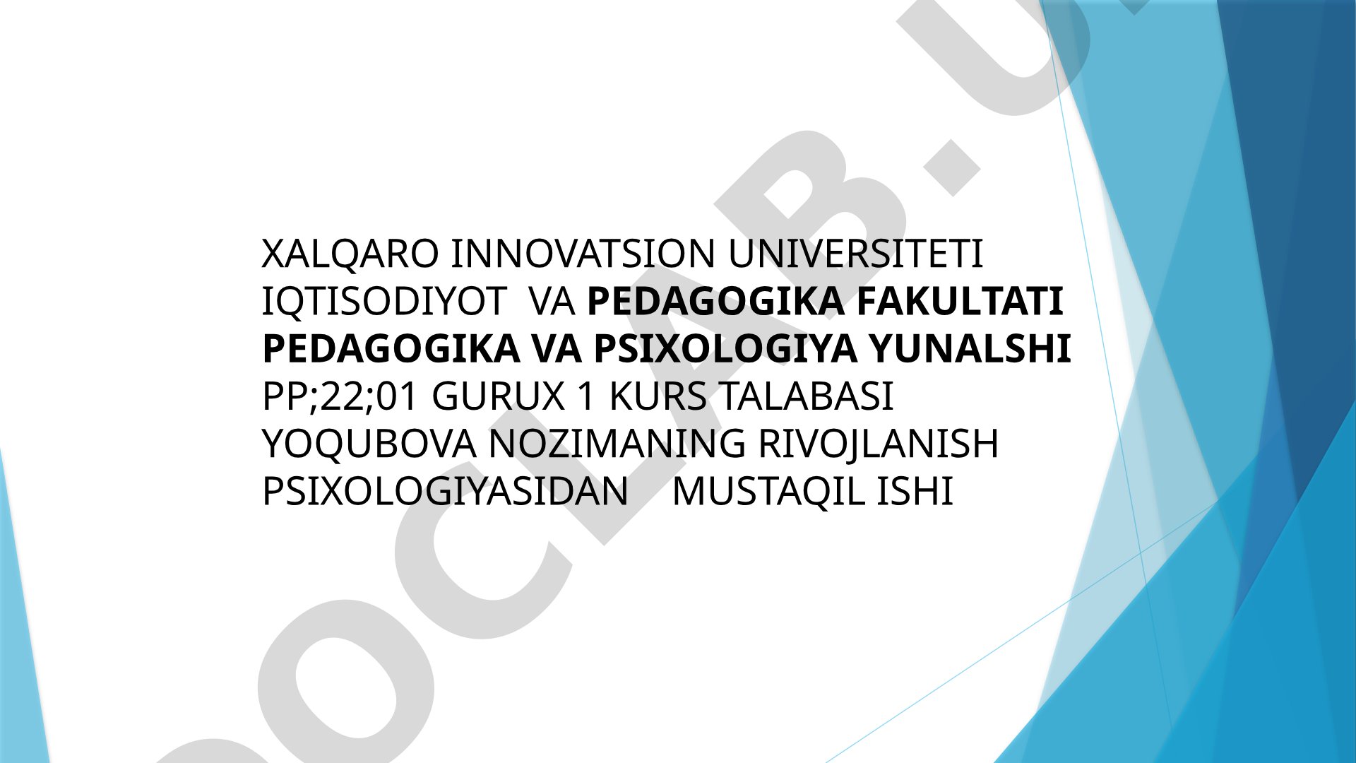 Rivojlanish psixologiyasining nazariy va amaliy asoslari