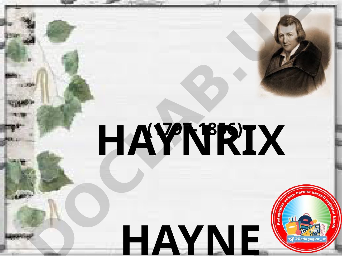 Haynrix Hayne (1797-1856) hayoti va ijodi