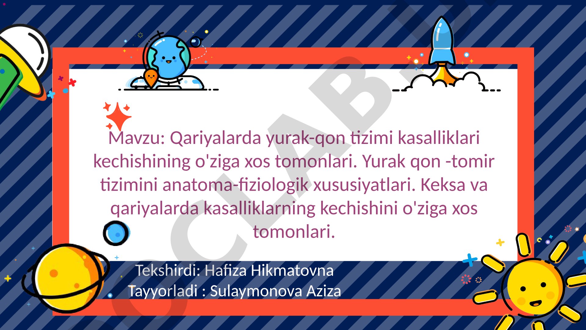 Qariyalarda yurak-qon tizimi kasalliklari kechishining o'ziga xos tomonlari