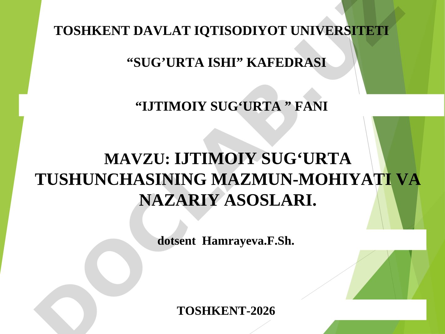 Ijtimoiy sug‘urta tushunchasining mazmun-mohiyati va nazariy asoslari