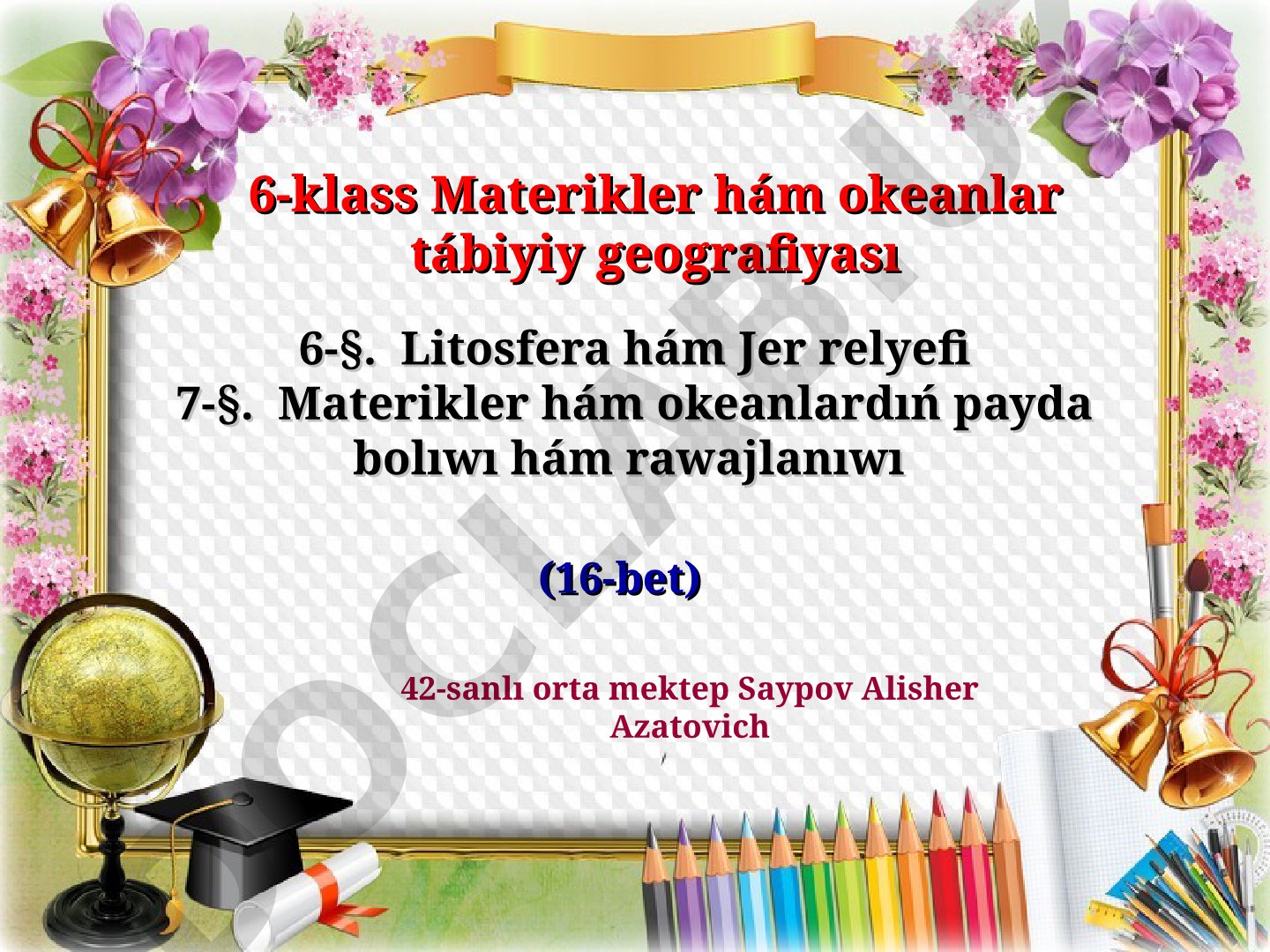 Litosfera hám Jer relyefi