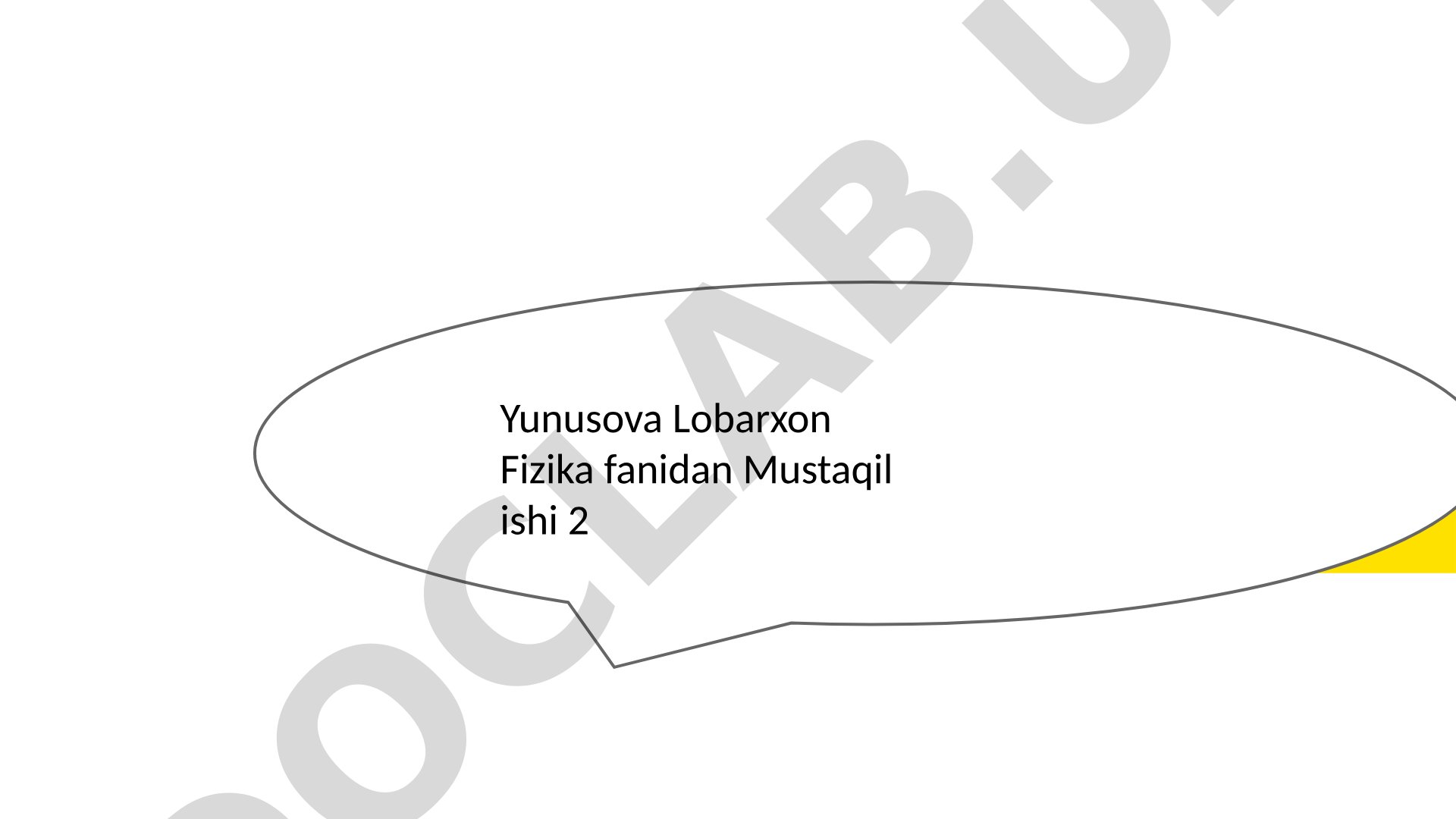 Fizika fanidan mustaqil ishi