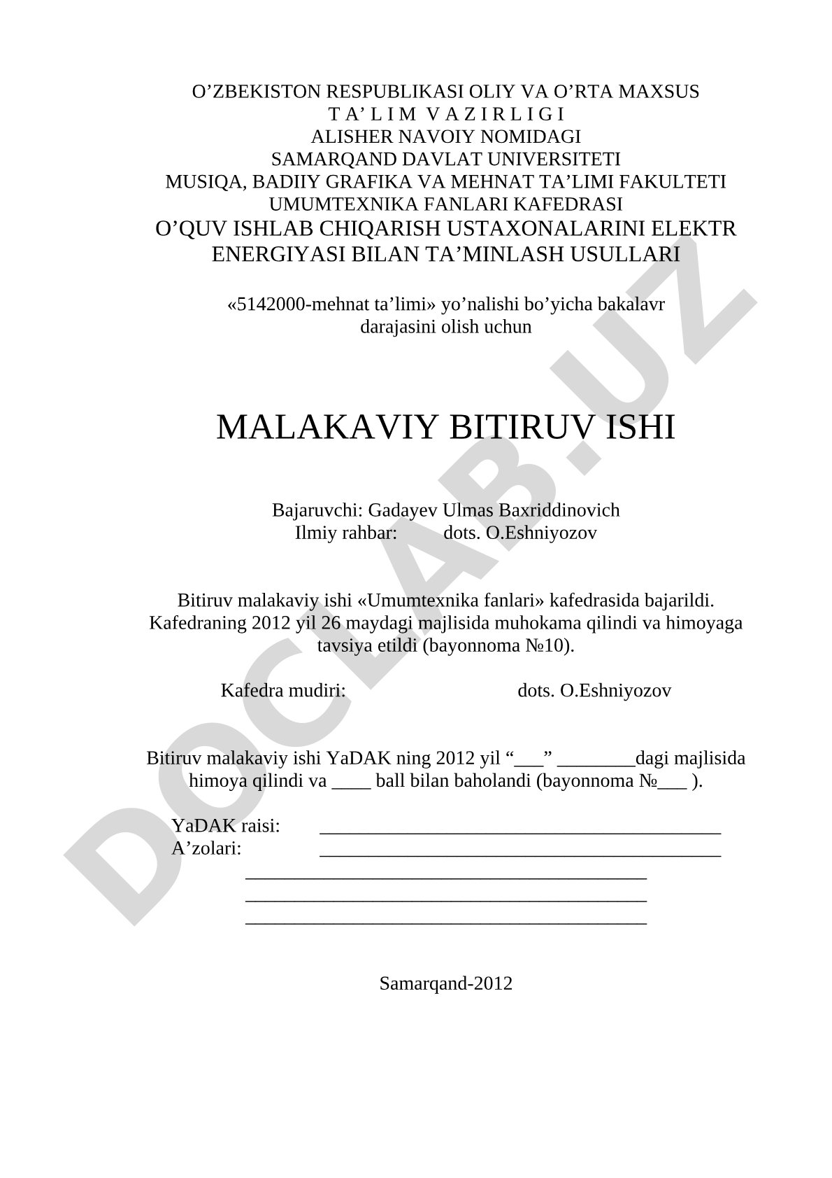 O‘quv ishlab chiqarish ustaxonalarini elektr energiyasi bilan ta’minlash usullari