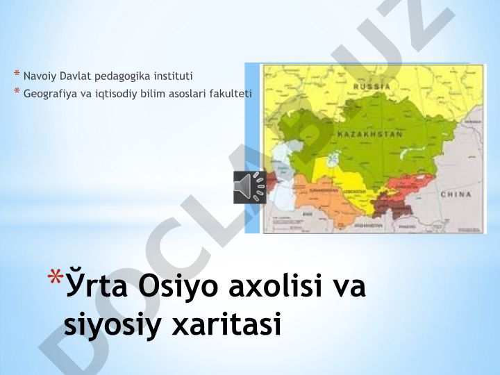 Oʻrta Osiyo axolisi va siyosiy xaritasi