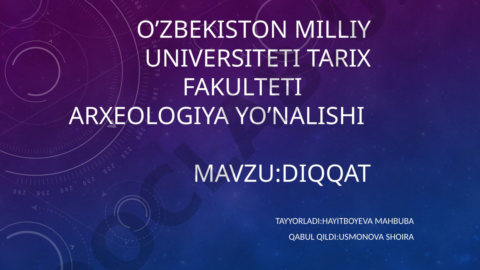 Diqqat Tayyorladi:Hayitboyeva Mahbuba Qabul qildi:Usmonova Shoira Reja: Diqqat haqida tushuncha