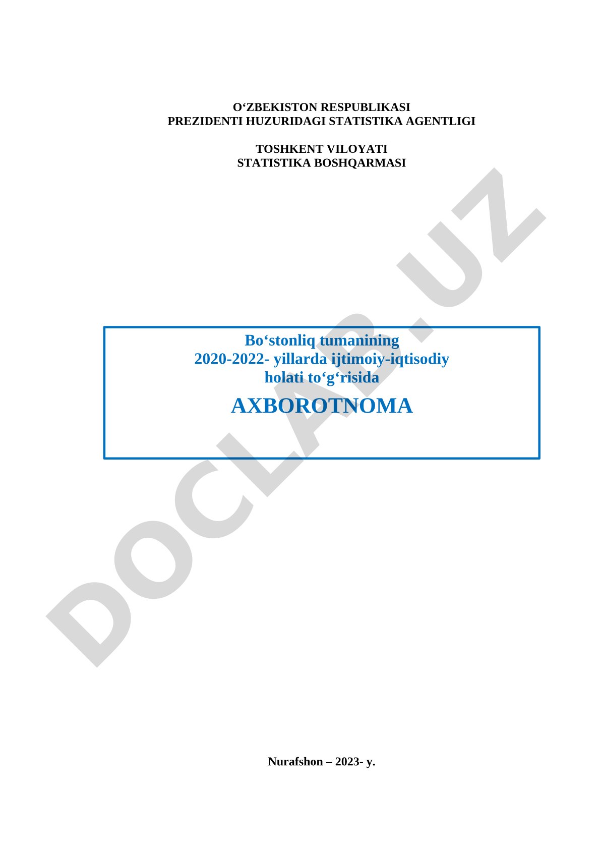 Bo‘stonliq tumanining 2020-2022-yillarda ijtimoiy-iqtisodiy holati