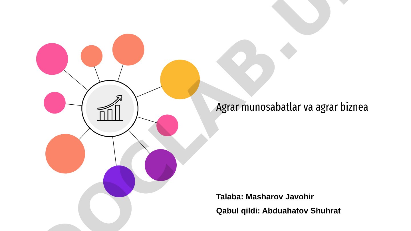Agrar munosabatlar va agrar biznes