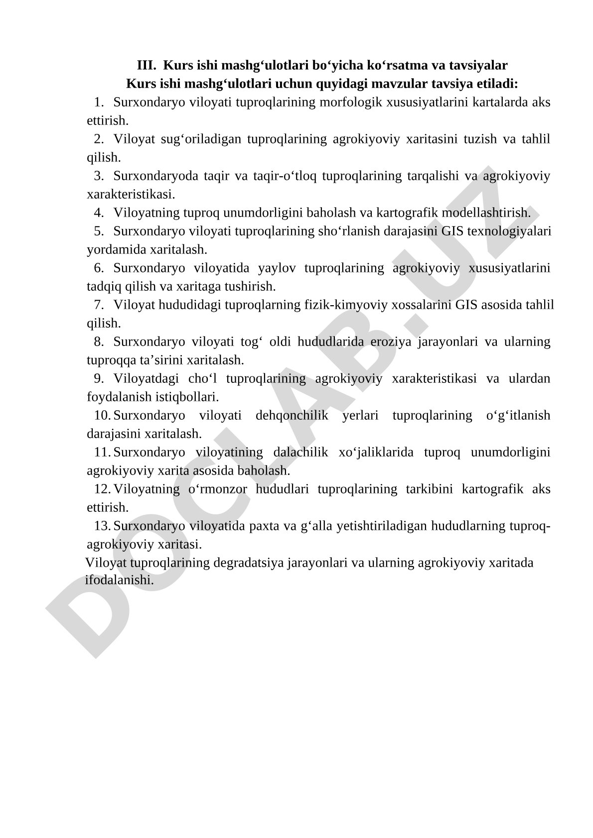 Surxondaryo viloyati tuproqlarining morfologik xususiyatlarini kartalarda aks ettirish