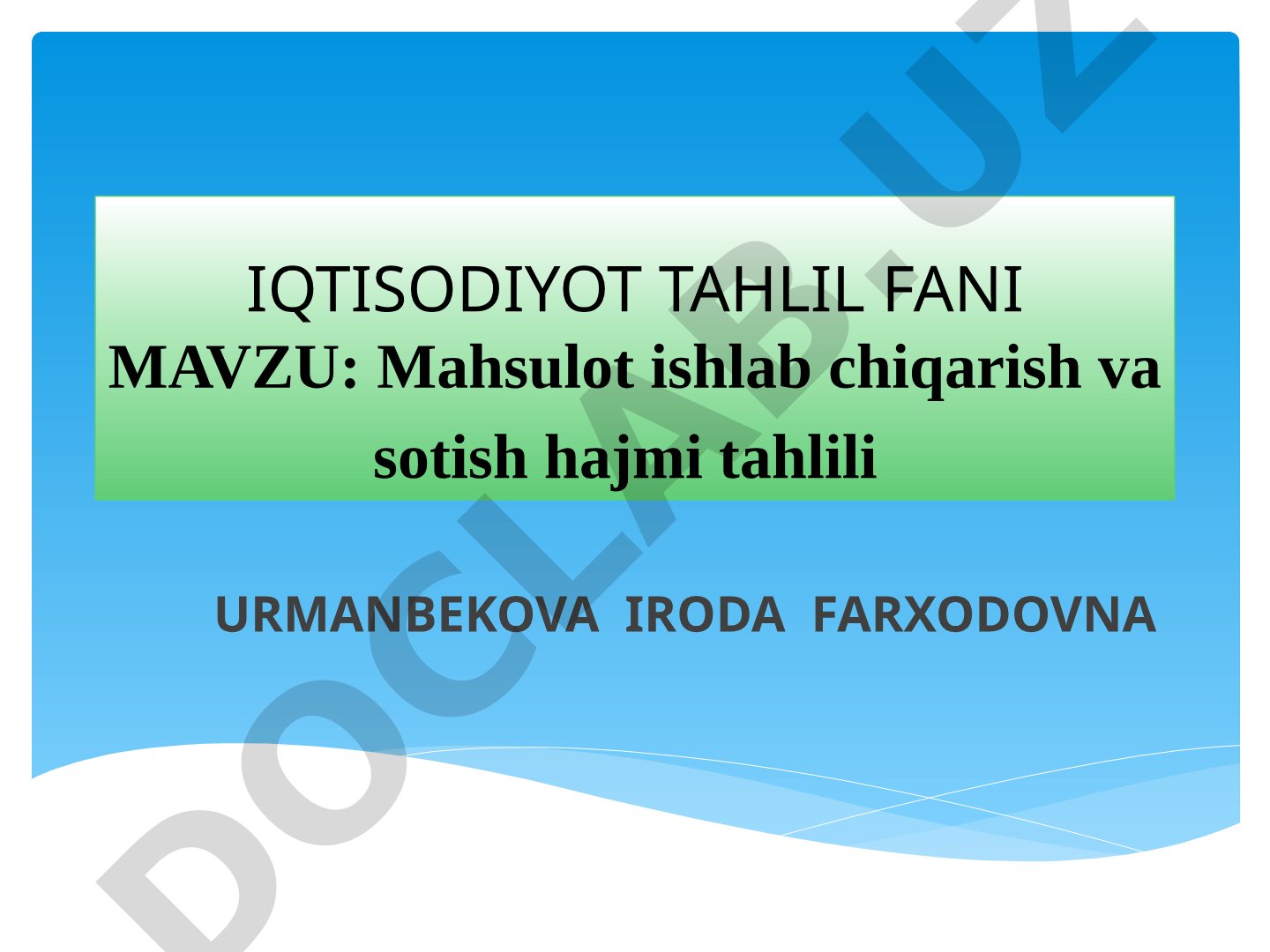 Mahsulot ishlab chiqarish va sotish hajmi tahlili