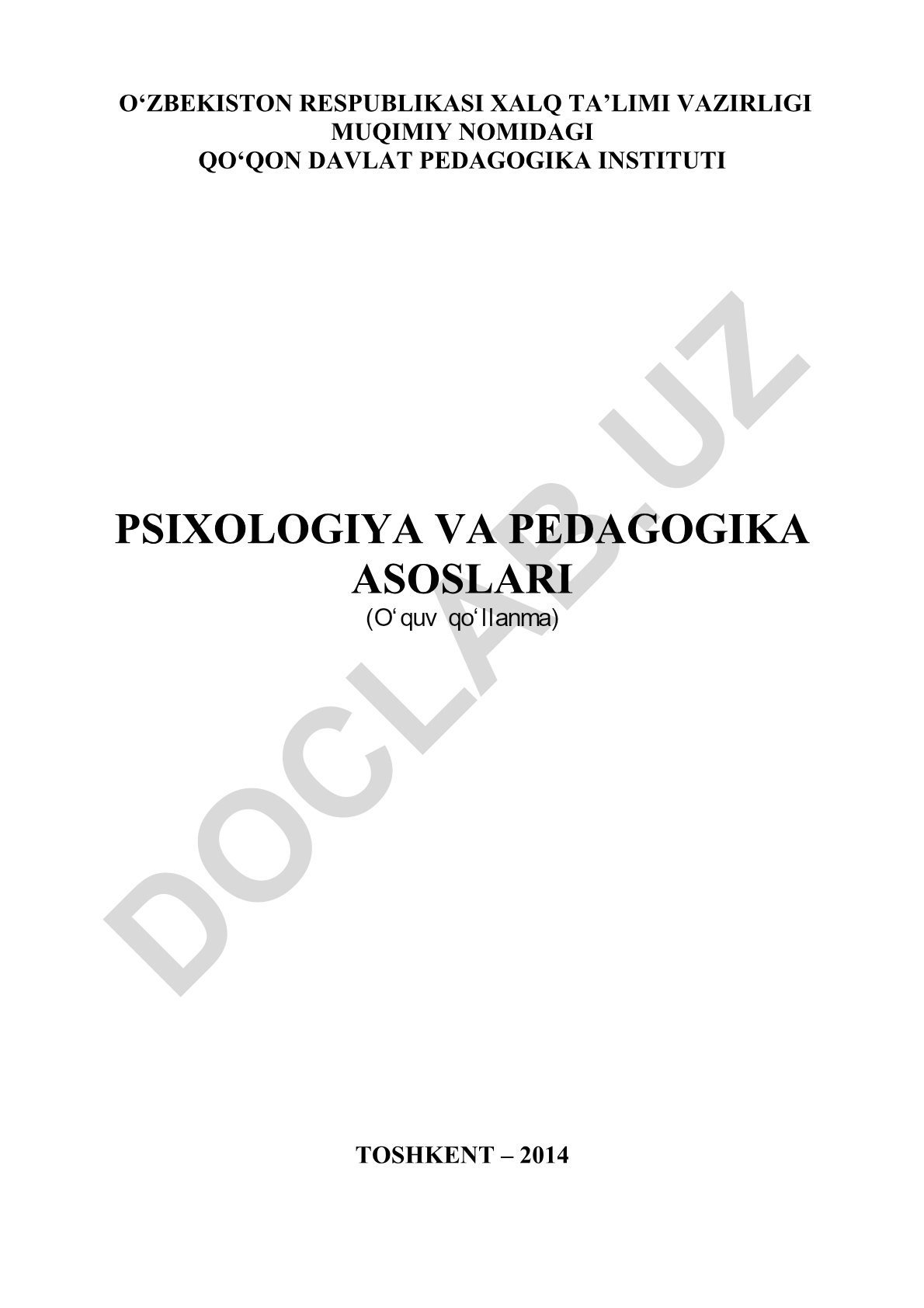 Psixologiya va pedagogika asoslari