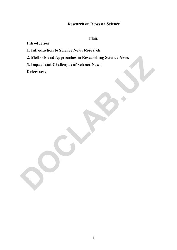 Research on News on Science Plan